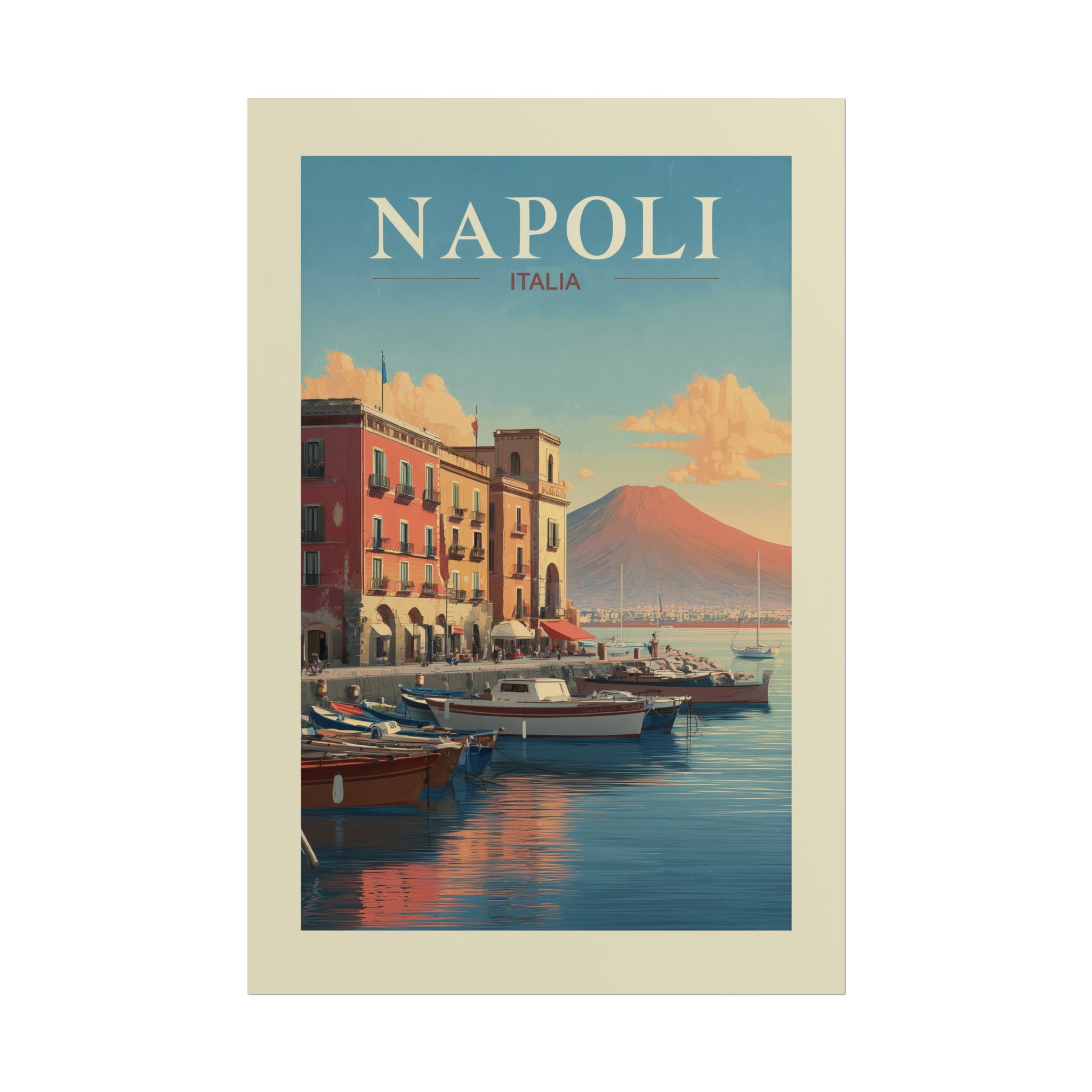 Naples Golden Hour: Vintage Italian Coastal Poster, Mediterranean Waterfront Landscape   |    Custom Orders Available