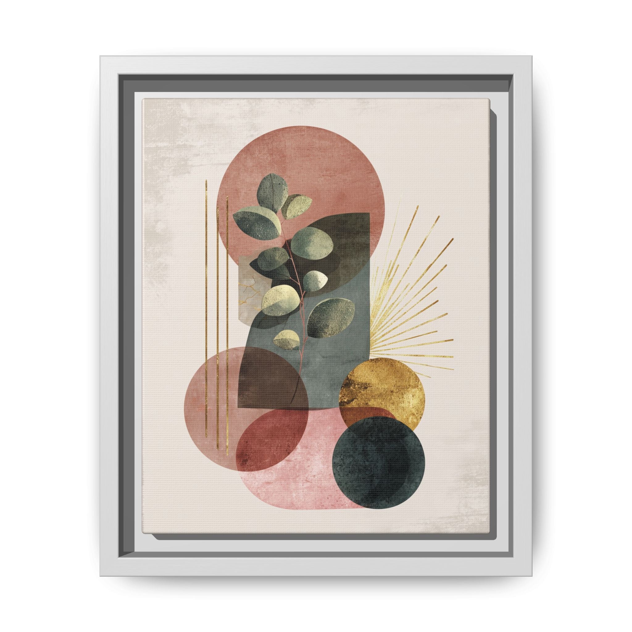 Botanical Geometric Symphony: Eucalyptus Harmony, Metallic Intersections, Modern Earth Tones   |   Custom Orders Accepted