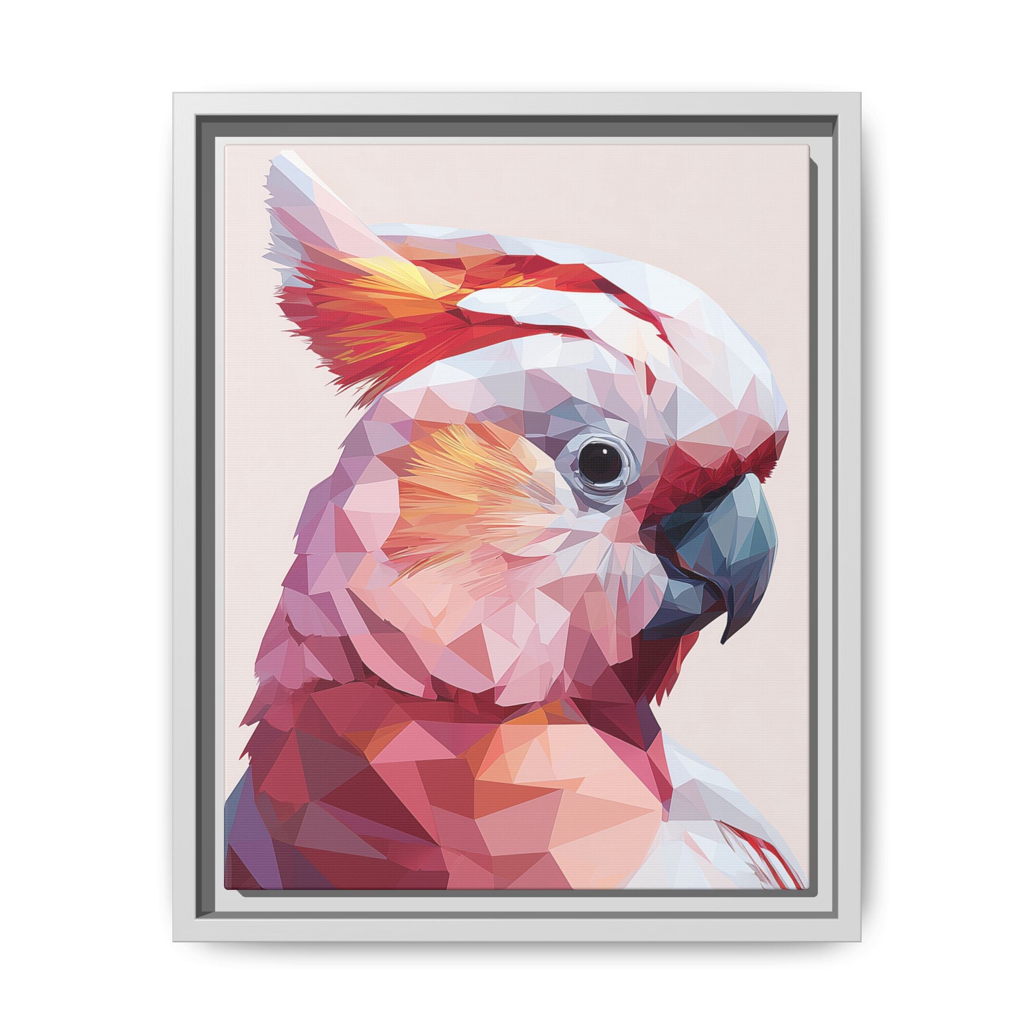 Prismatic Cockatoo: Geometric Bird Portrait, Low-Poly Digital Art   |  Personalized & Custom Orders Available