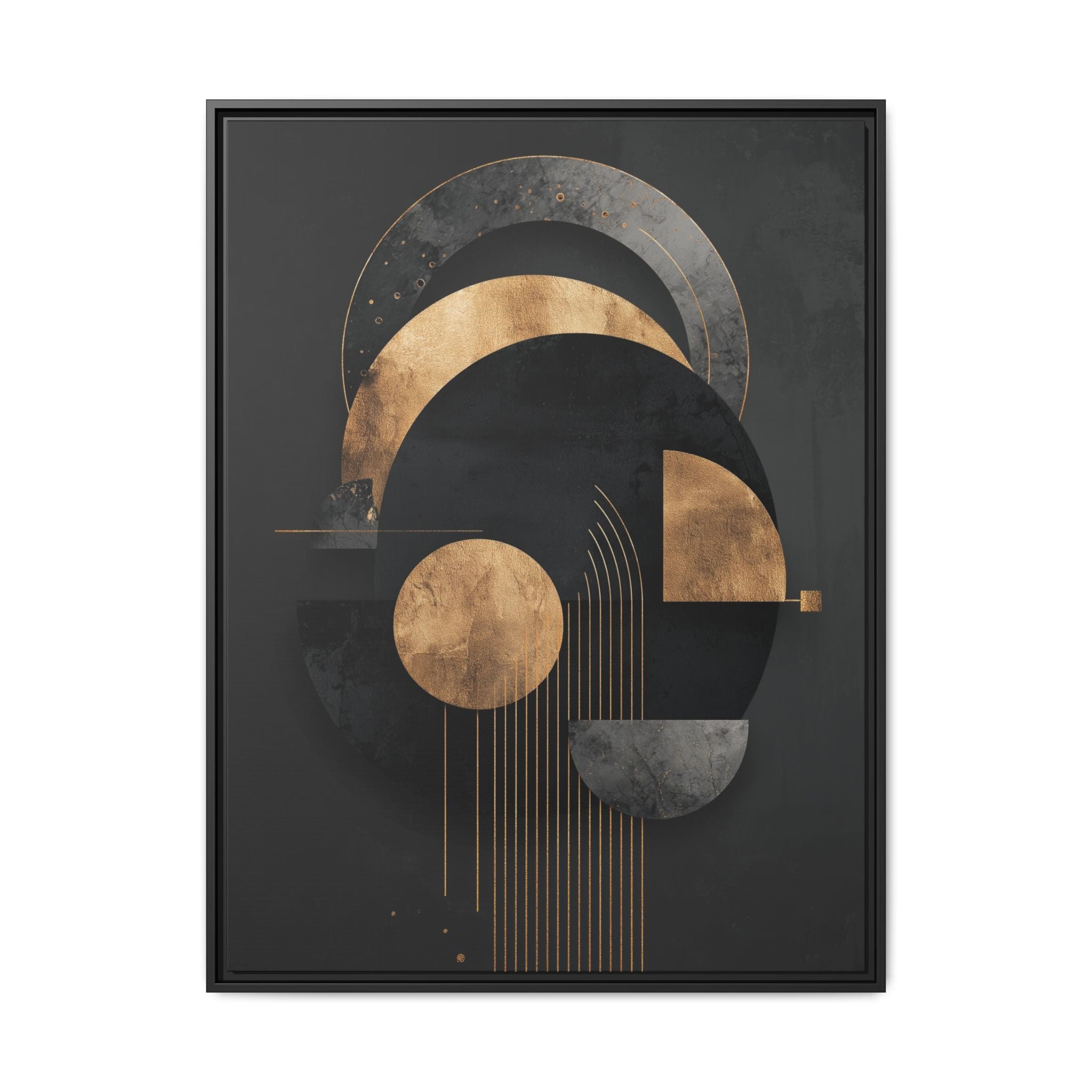 Geometric Resonance: Abstract Gold and Black Design, Minimalist Architectural Art, Modern Metallic Composition   |   Custom Orders Accepted