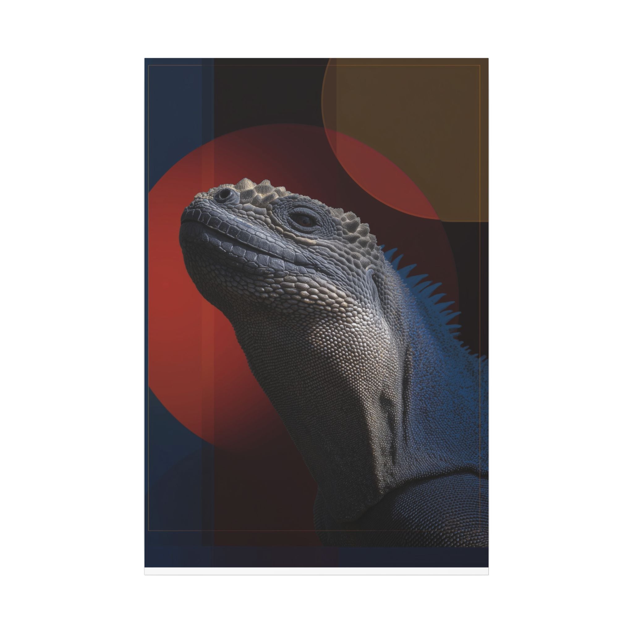 Marine Iguana Canvas: Reptilian Portrait, Digital Naturalism   |    Custom Orders Available