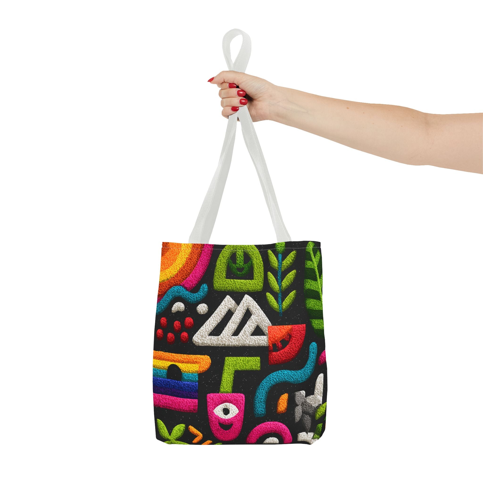 Colorful AOP Tote Bag, Vibrant Art Tote, Eco-Friendly Shopping Bag, Trendy Beach Bag, Unique Gift for Art Lovers