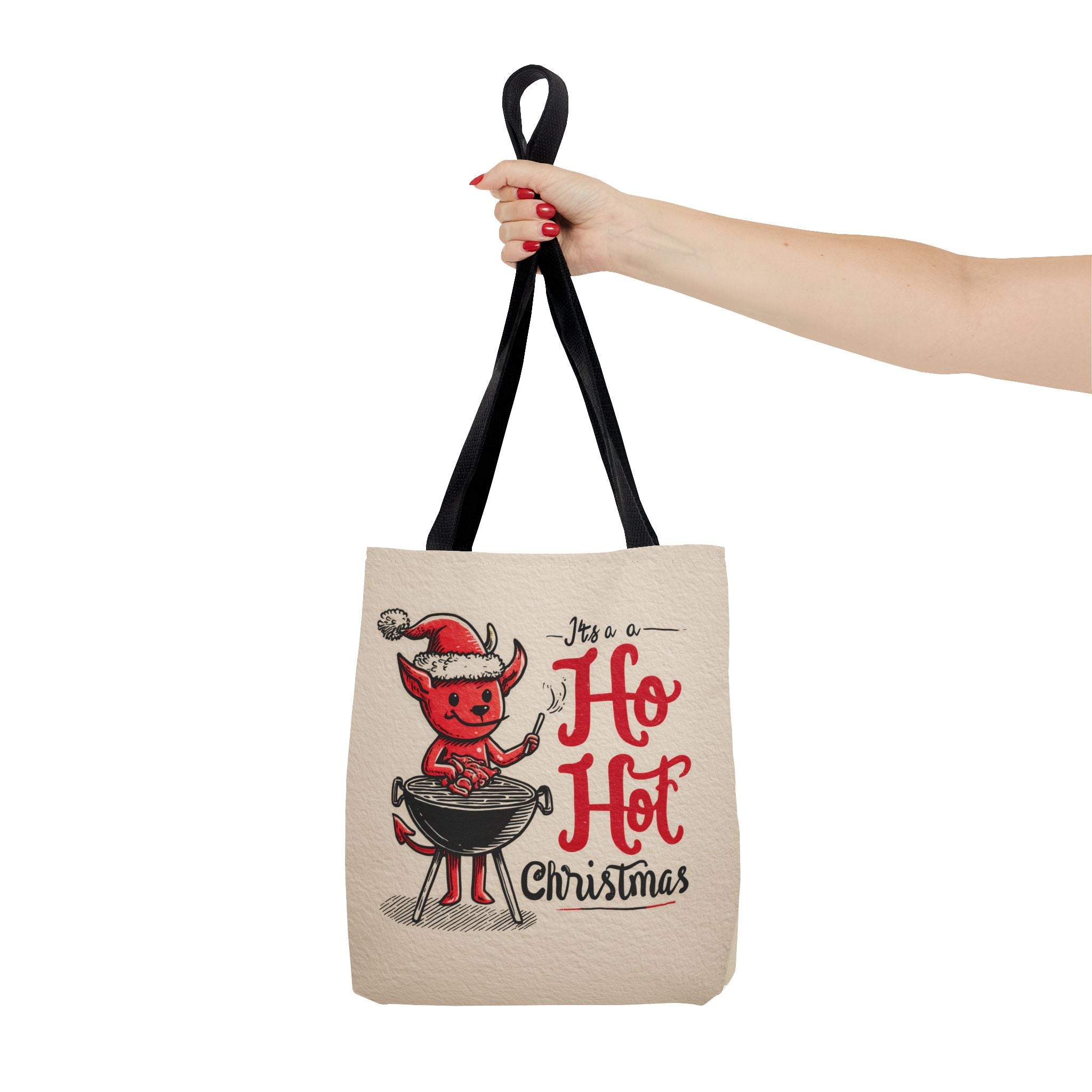 Hot Christmas Tote Bag, Festive Gift Bag, Holiday Shopping Tote, BBQ Lover's Tote, Fun Winter Accessory