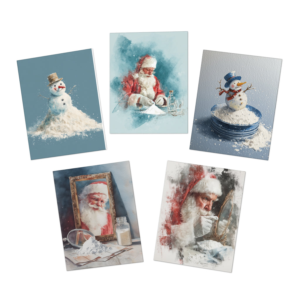 Greeting Cards, Cocaine Christmas Design, Adult Humor, Holiday Stationery, Funny Xmas Cards, Set of 5