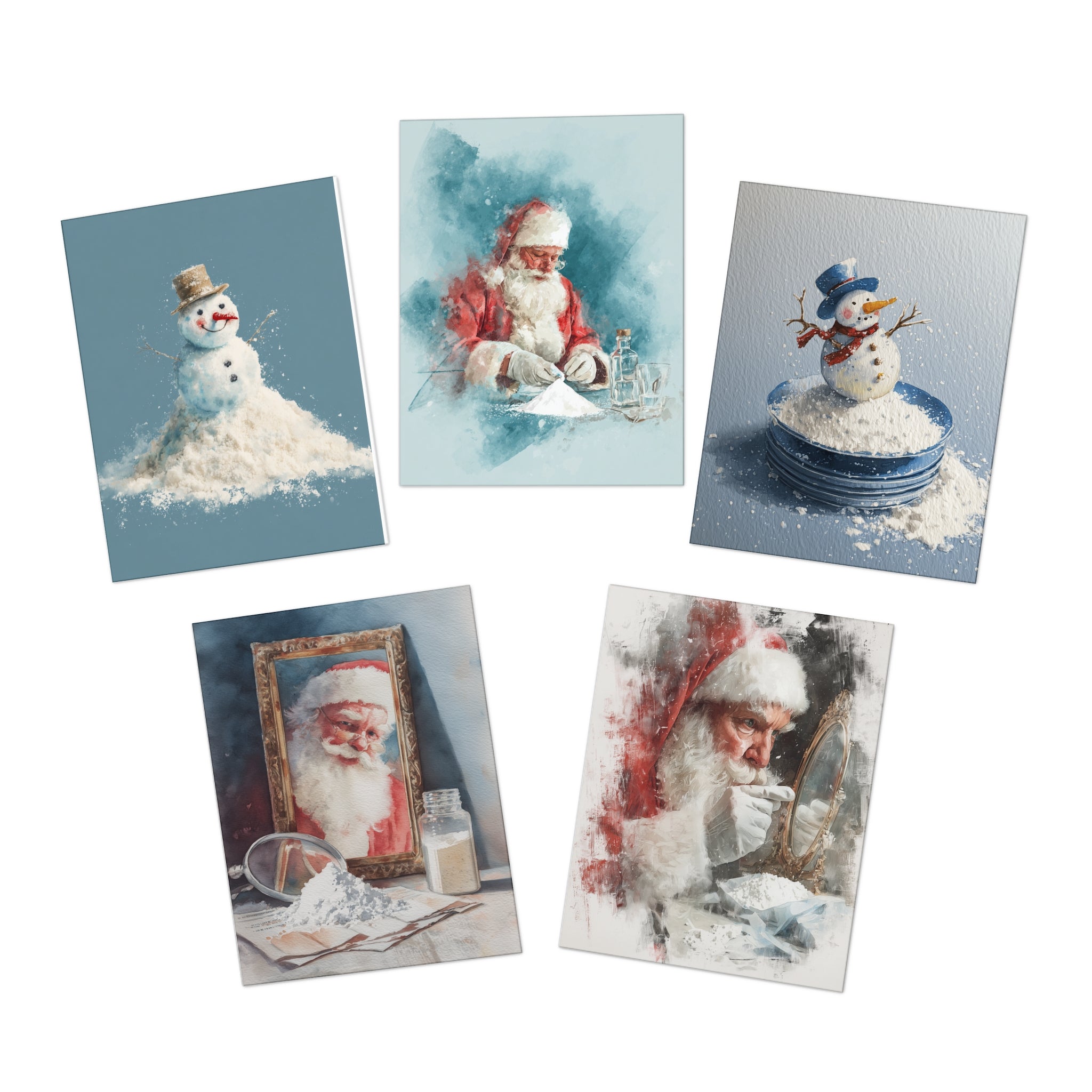 Greeting Cards, Cocaine Christmas Design, Adult Humor, Holiday Stationery, Funny Xmas Cards, Set of 5