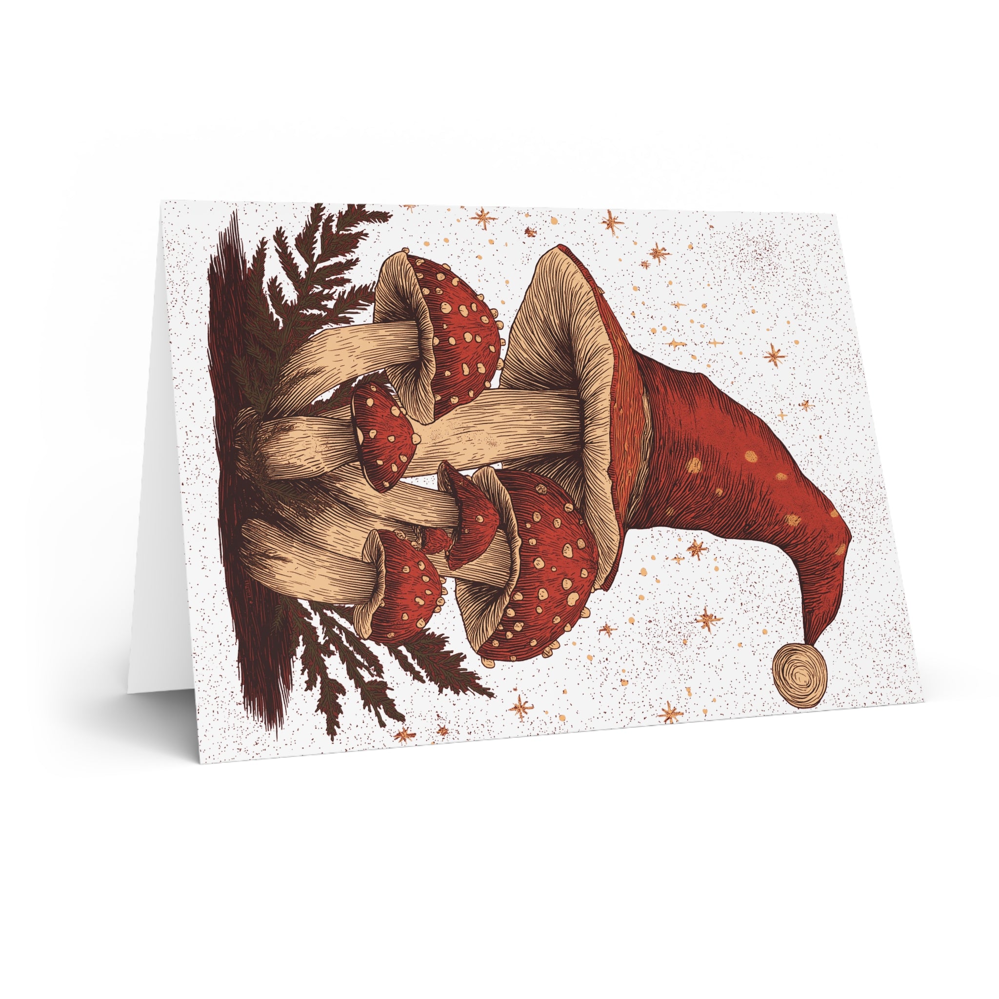 Woodland Wizard's Reverie: Enchanted Mushroom Cluster, Vintage Fantasy Illustration, Magical Fern Landscape | Custom Orders Accepted