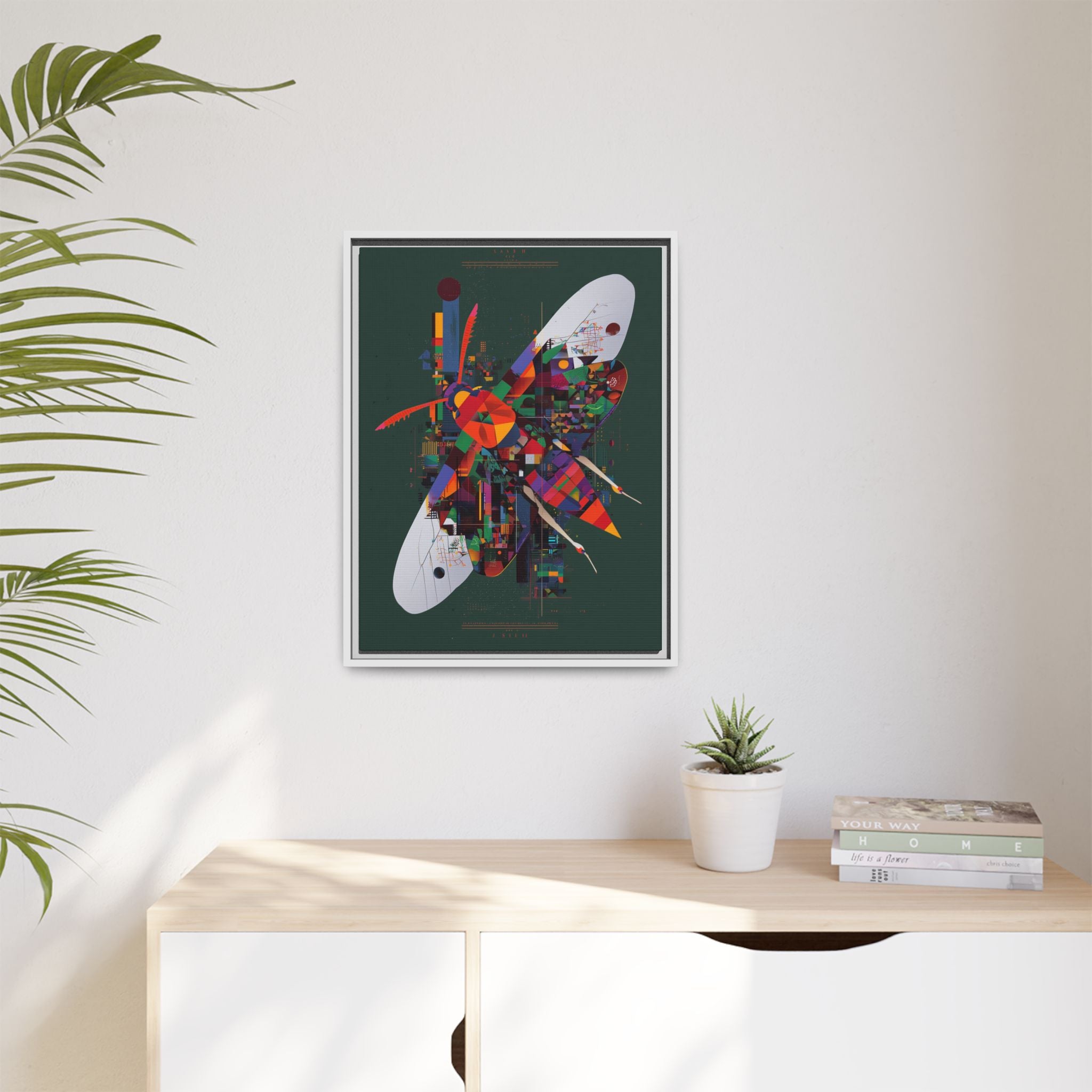 Geometric Metamorphosis Framed Print: Urban Nature Mosaic, Abstract Butterfly Fragments   |  Personalized & Custom Orders Available