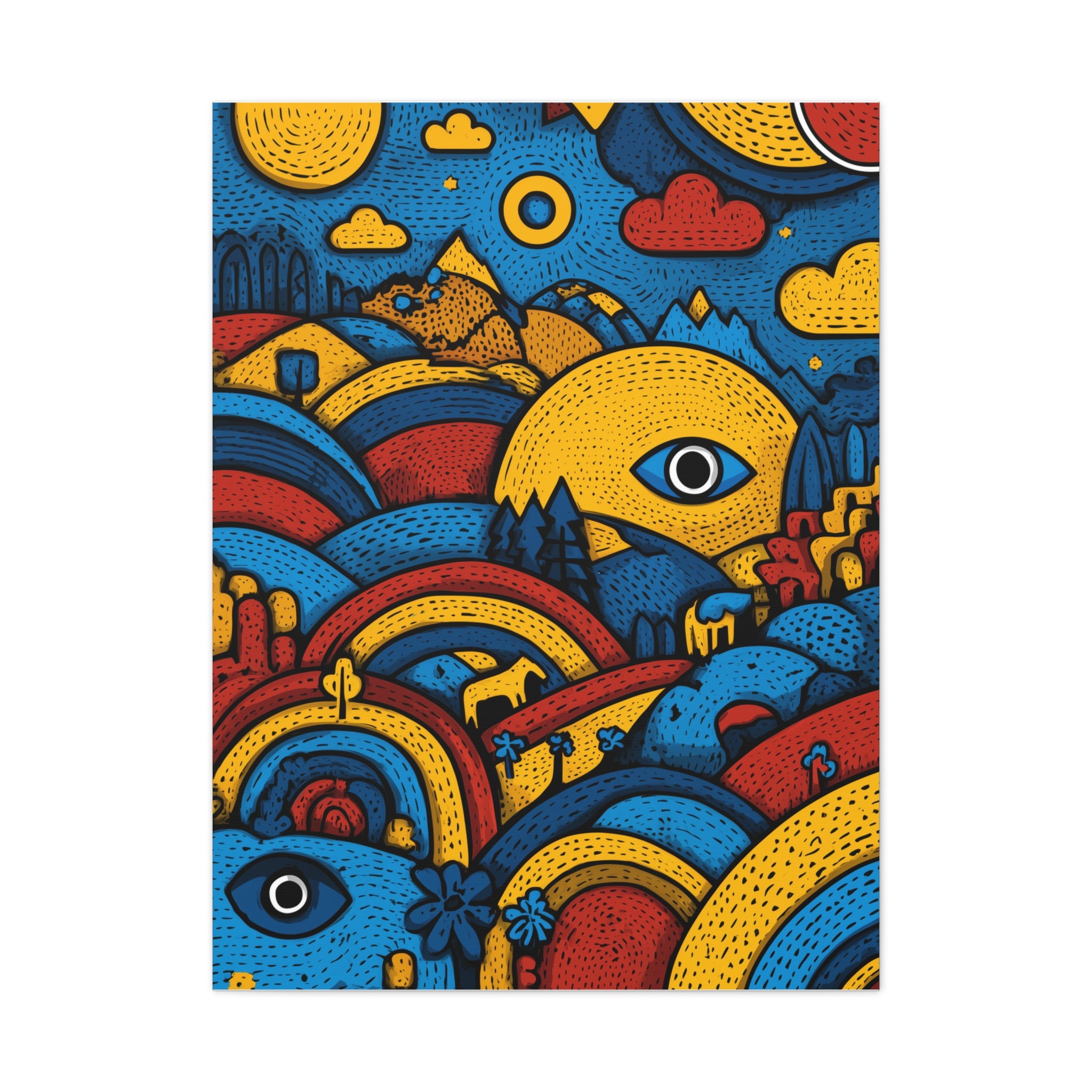 Colorful Landscape Canvas Artwork, Abstract Wall Decor, Home Wall Art, Boho Decor, Eye-catching Art for Living Room