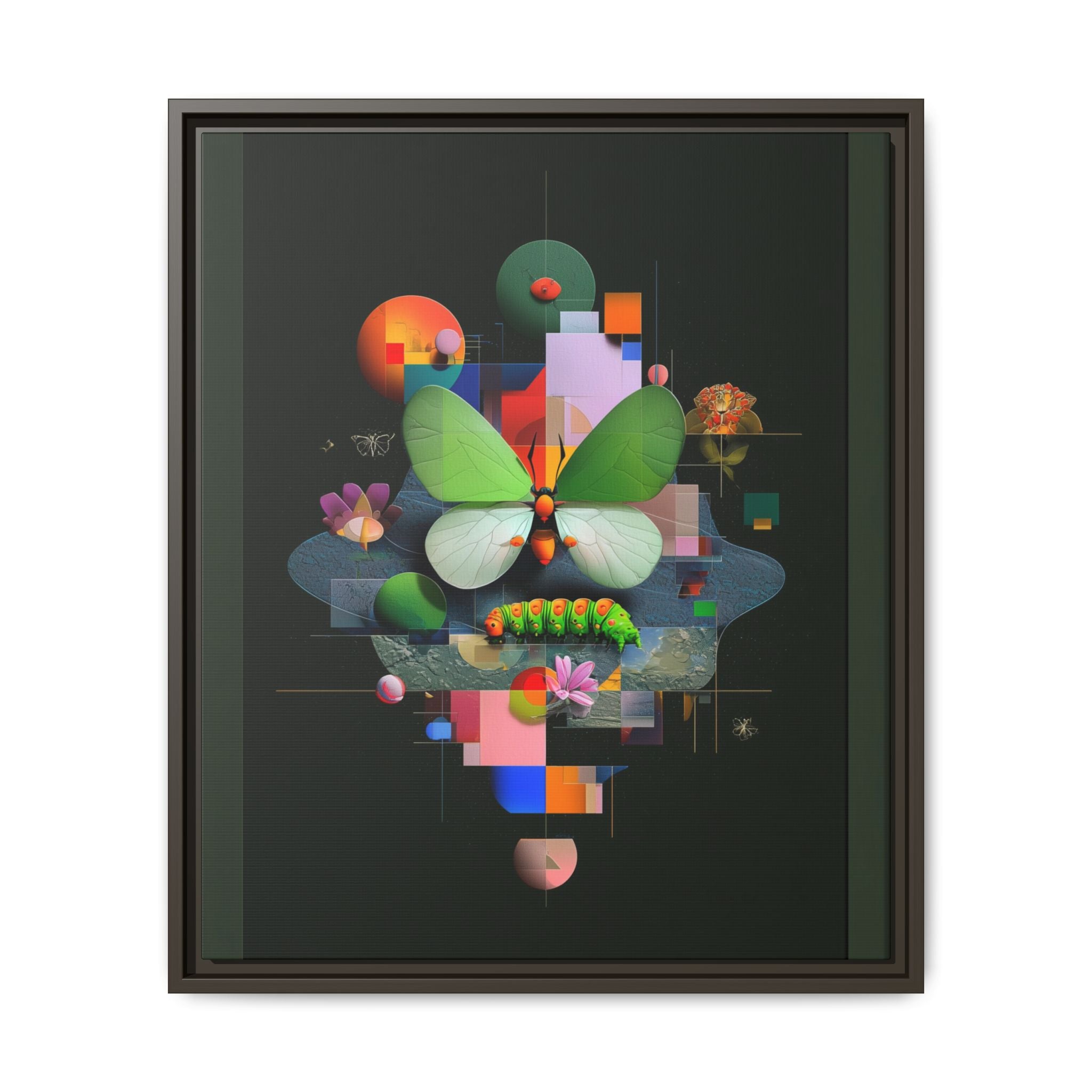 Metamorphosis Geometry Framed Print : Digital Nature Synthesis, Butterfly Abstraction   |  Personalized & Custom Orders Available
