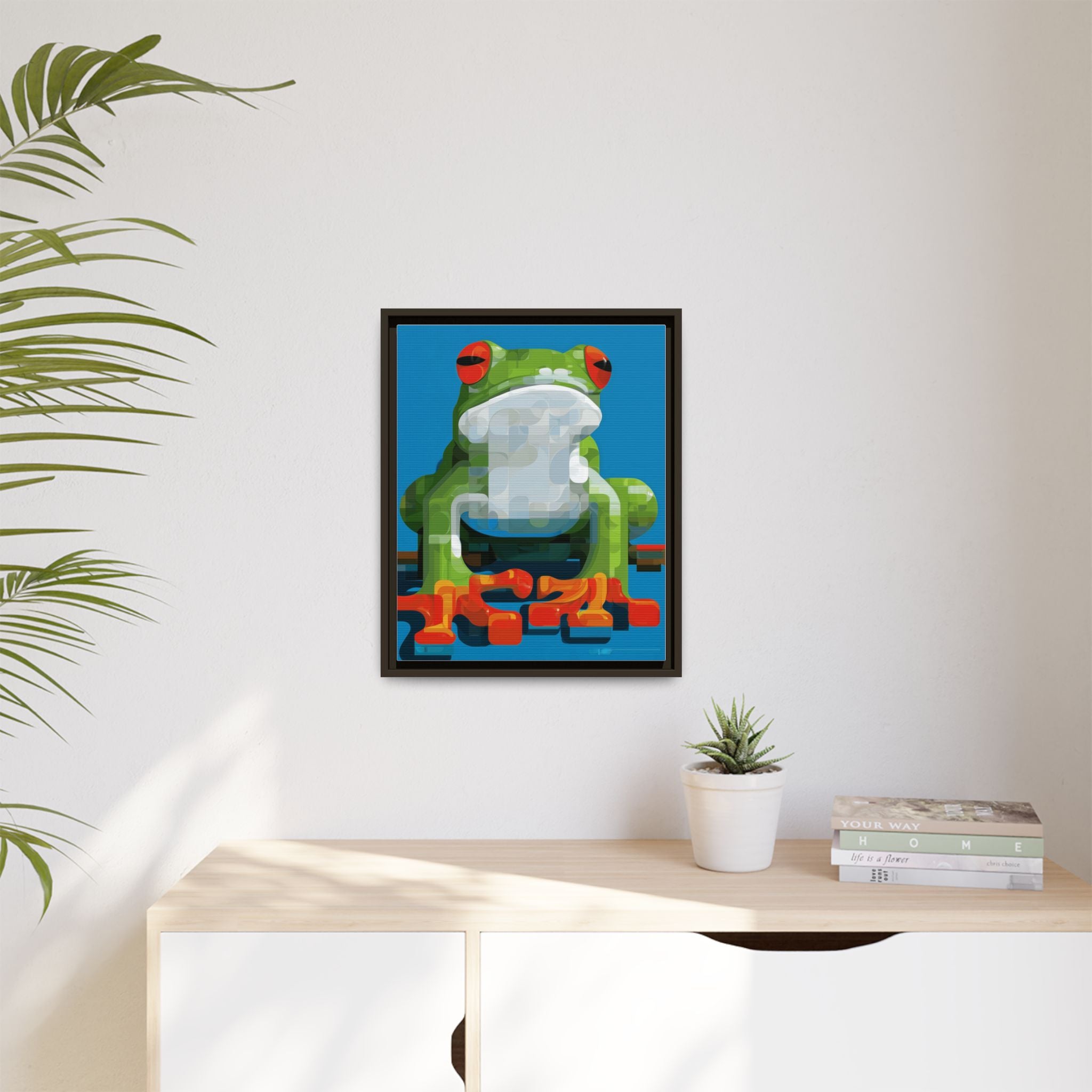 Mosaic Amphibian: Geometric Frog Portrait, Digital Pixel Art Illustration   |    Custom Orders Available