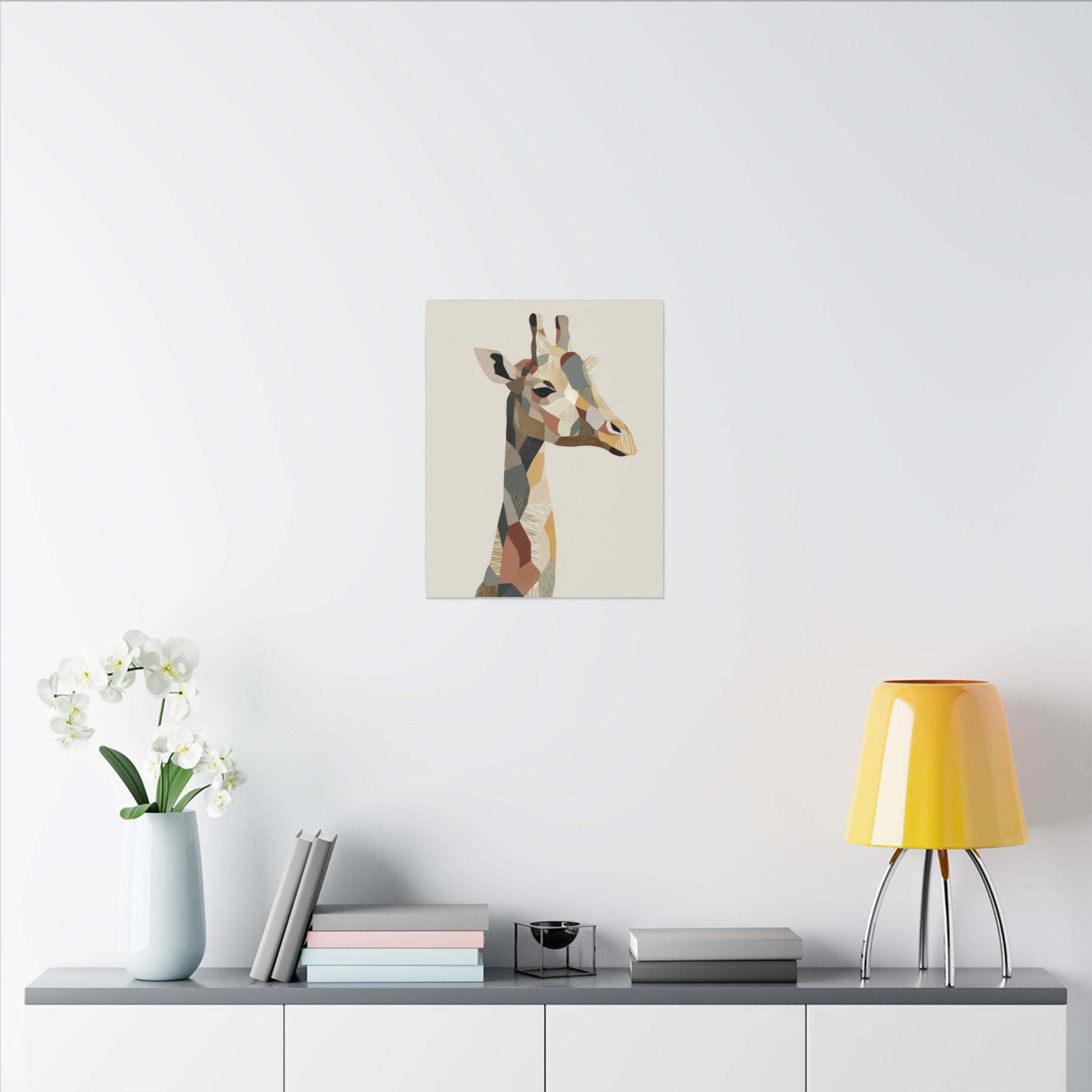 Geometric Giraffe: Modern Wildlife Art, Abstract Mosaic Portrait, Minimalist Earthtone Design   |  Personalized & Custom Orders Available