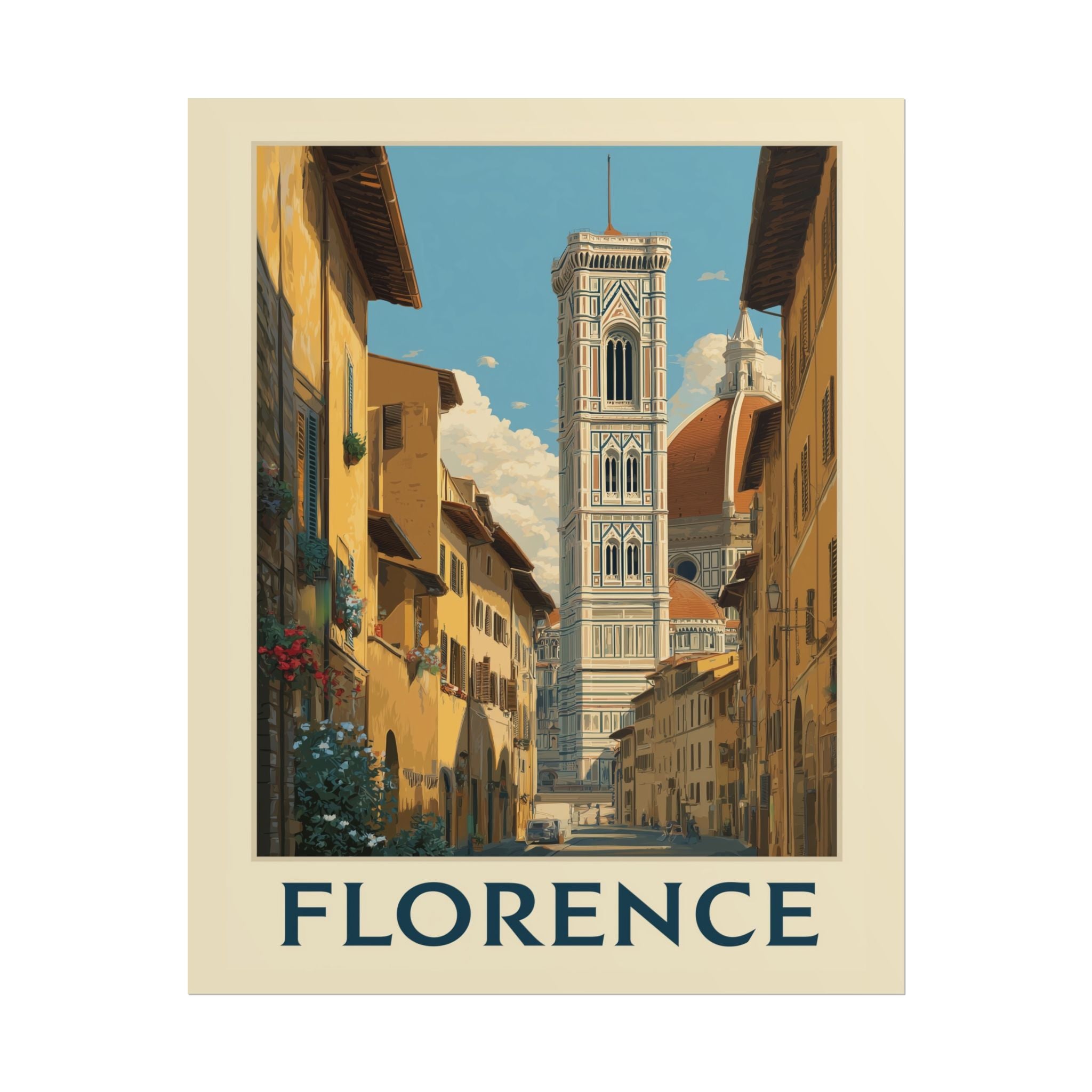 Florentine Reverie: Vintage Travel Poster of Italy, Renaissance Cityscape   |    Custom Orders Available