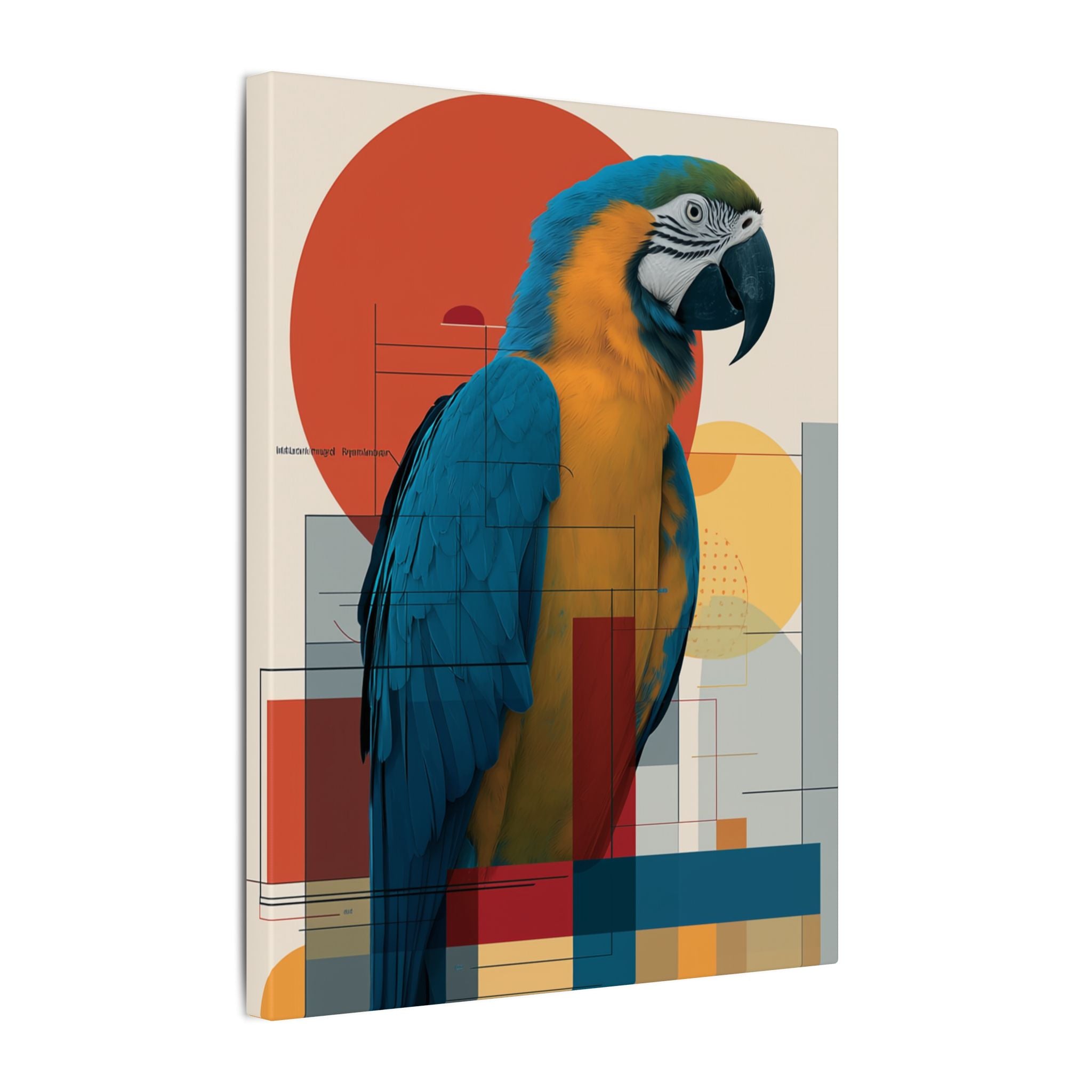 Chromatic Convergence: Macaw in Modernist Geometry, Abstract Avian Portrait   |    Custom Orders Available