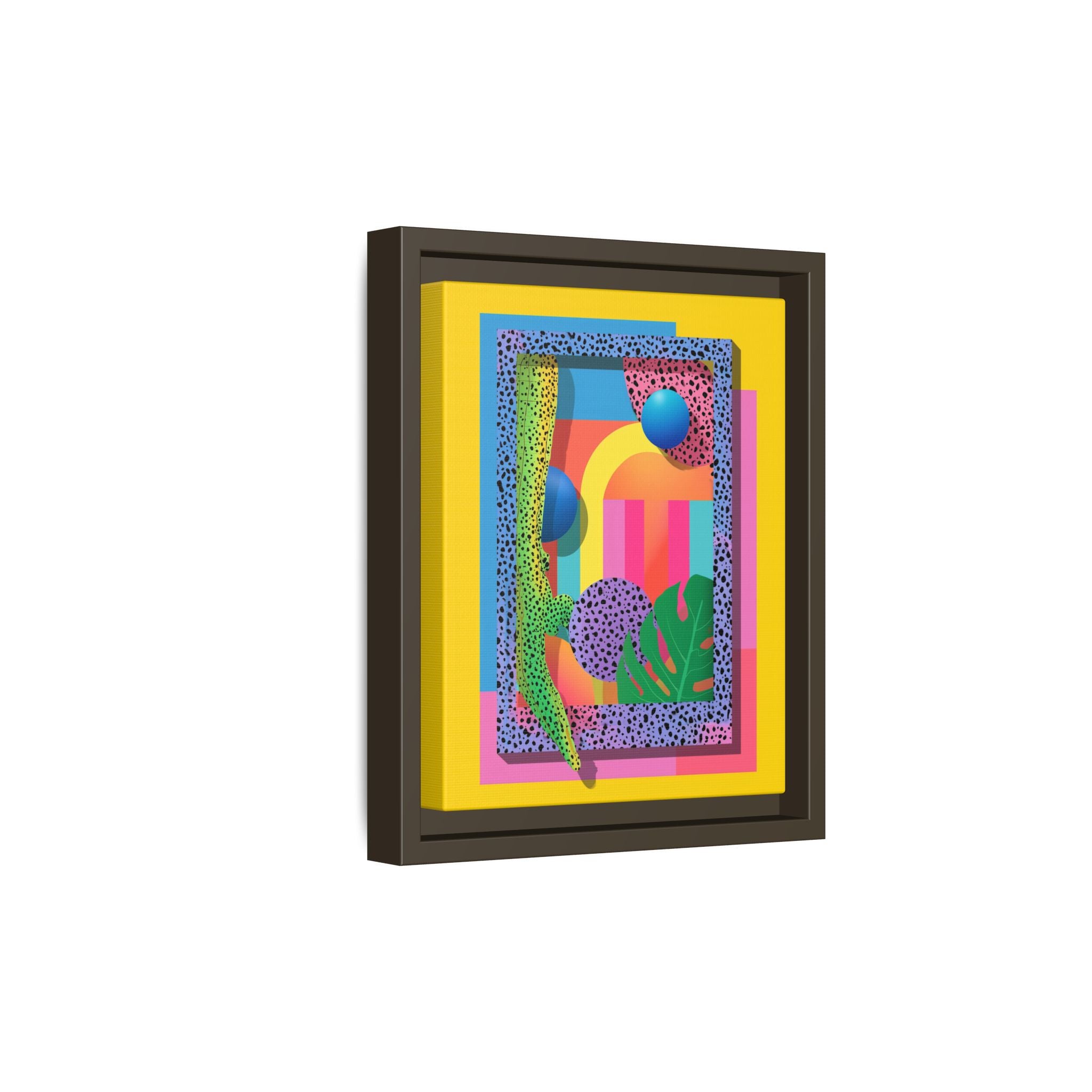 Geometric Rhythms: Abstract Layers of Color, Dimensional Shapes and Tropical Elements, Vibrant Modern Art Composition   |   Custom Orders