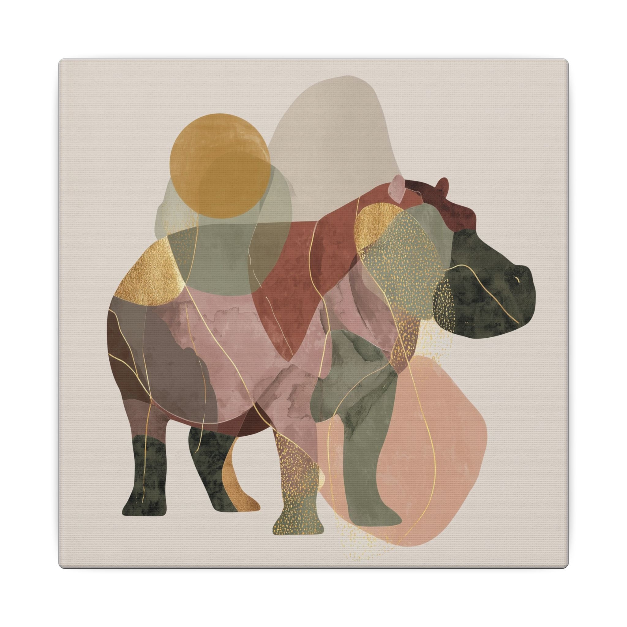 Geometric Hippo: Abstract Animal Art, Minimalist Pastel Composition   |    Custom Orders Available