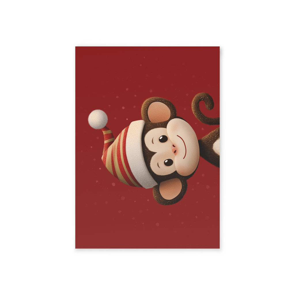 Festive Monkey Holiday Cards - Cute Two-Sided Christmas Greetings, Animal-Themed Greetings, Fun Holiday Stationery, Card Set, Seasonal Decor