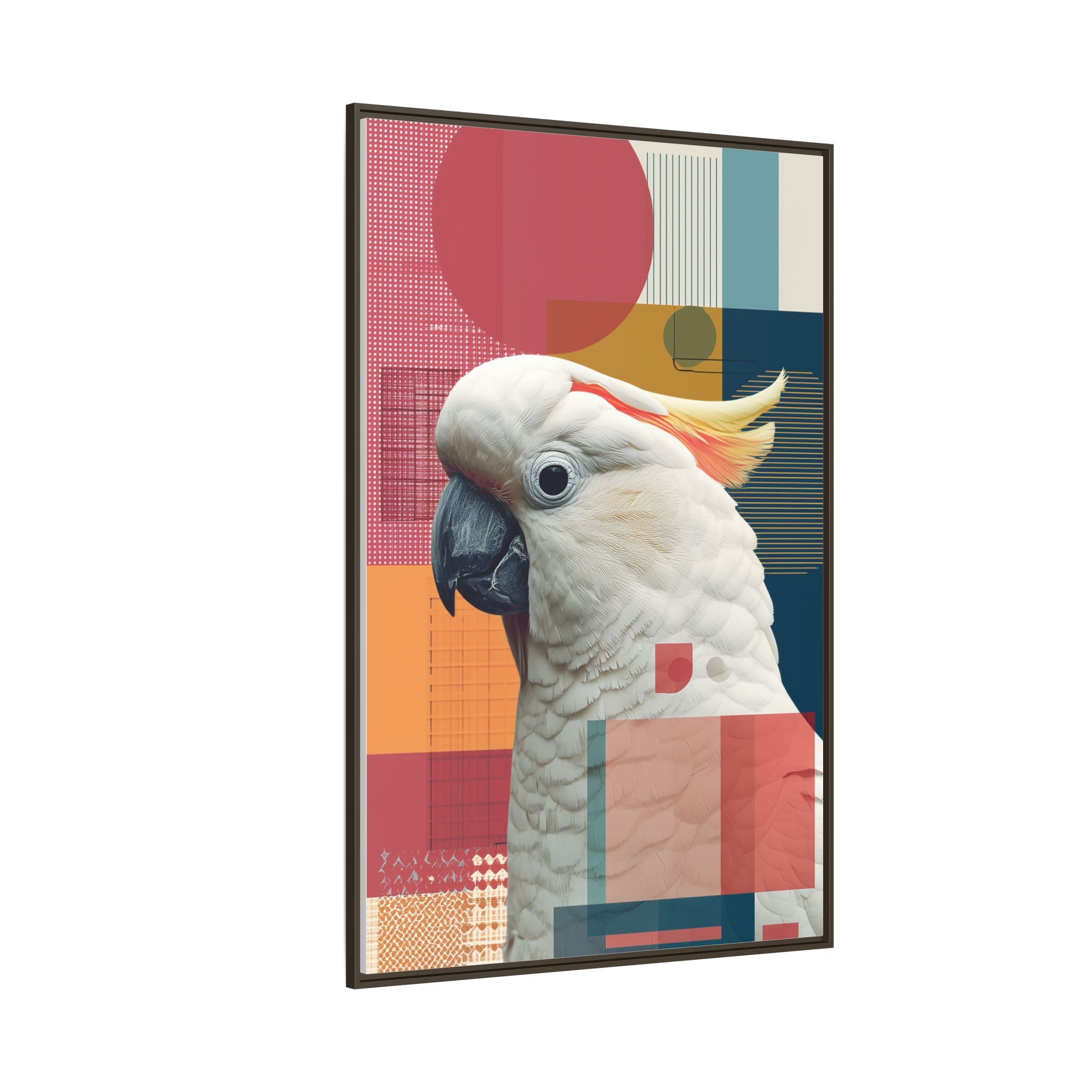 Cockatoo in Geometry: Mid-Century Modern Wildlife Art, Photorealistic Nature Print   |    Custom Orders Available