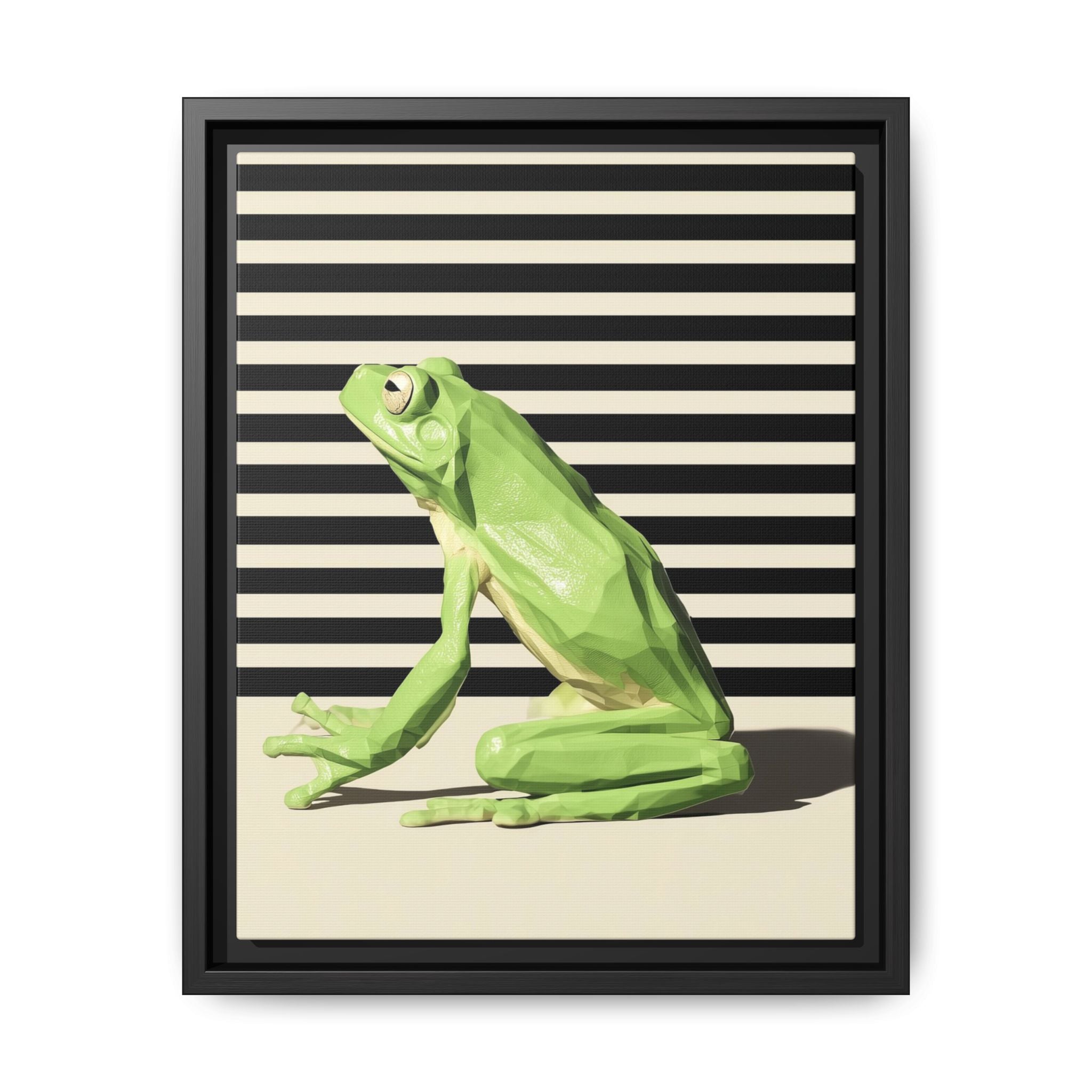 Geometric Frog Framed Print : Low-Poly Amphibian Design, Contemporary Minimalist Art   |  Personalized & Custom Orders Available