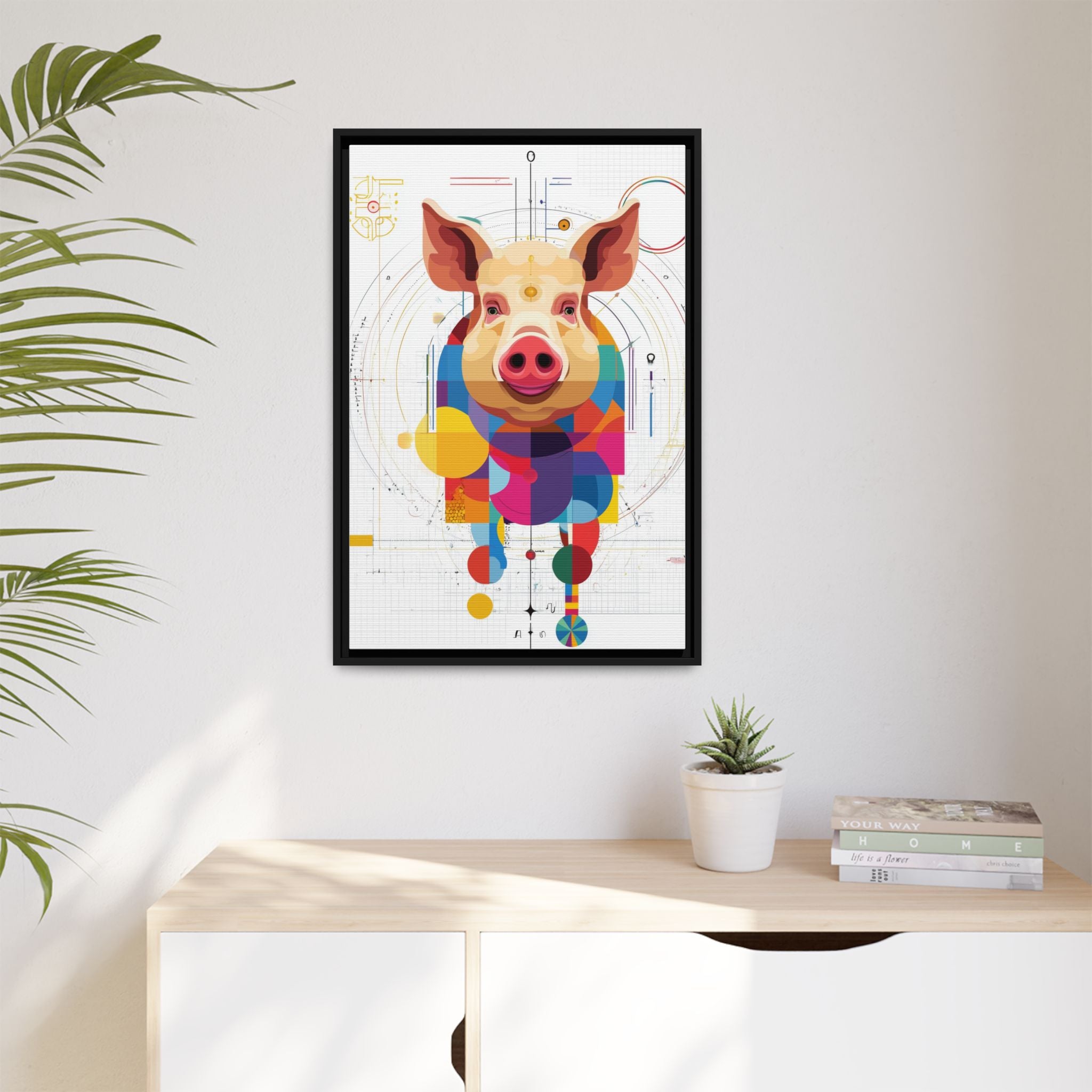 Geometric Pig: Digital Cubist Portrait, Mathematical Animal Abstraction   |    Custom Orders Available