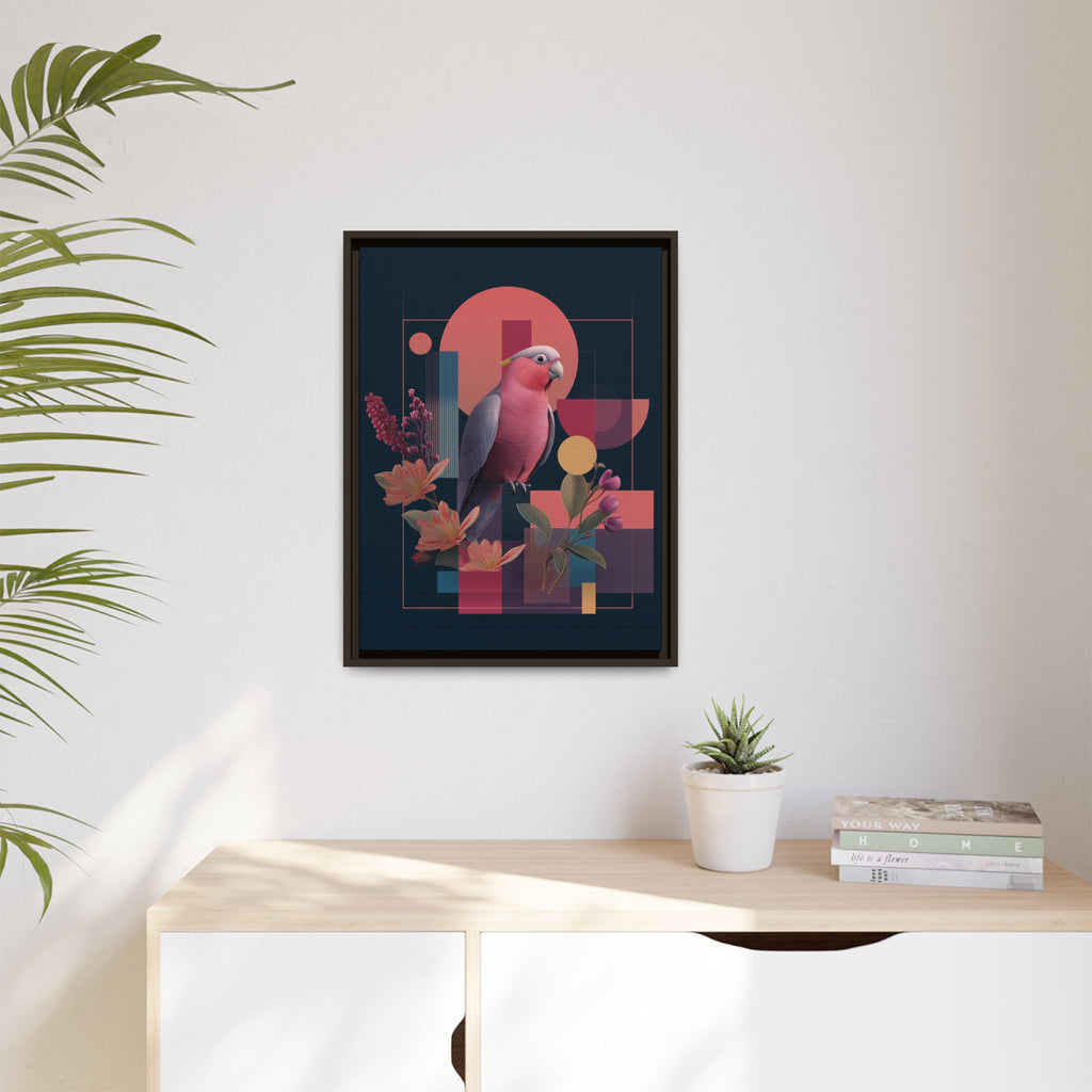 Galah Geometric Framed Print : Stylized Digital Cockatoo Portrait, Contemporary Abstract Botanical    |   Custom Orders Accepted