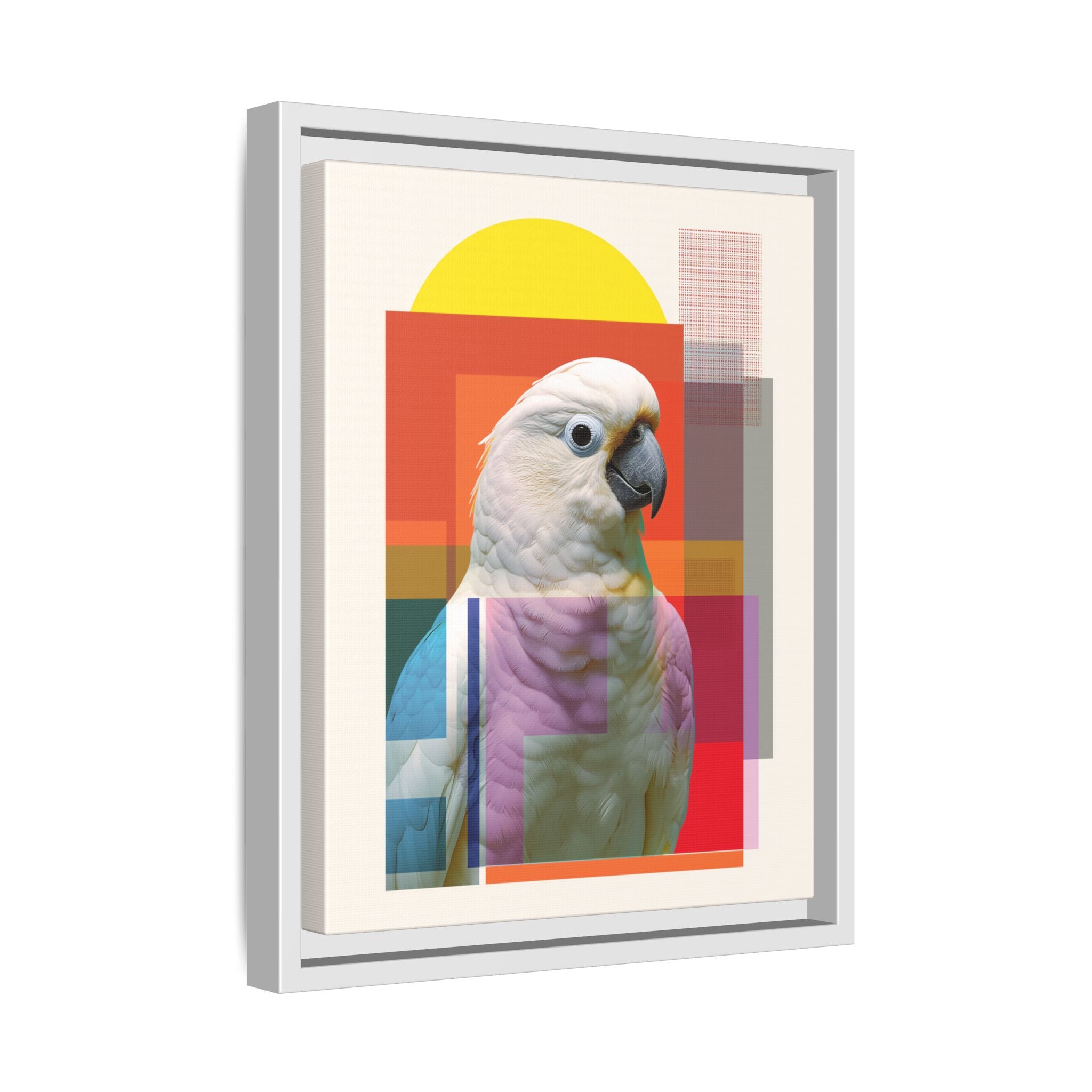 Cockatoo Chromatics Framed Print: Geometric Wildlife Portrait, Contemporary Art Print   |  Personalized & Custom Orders Available