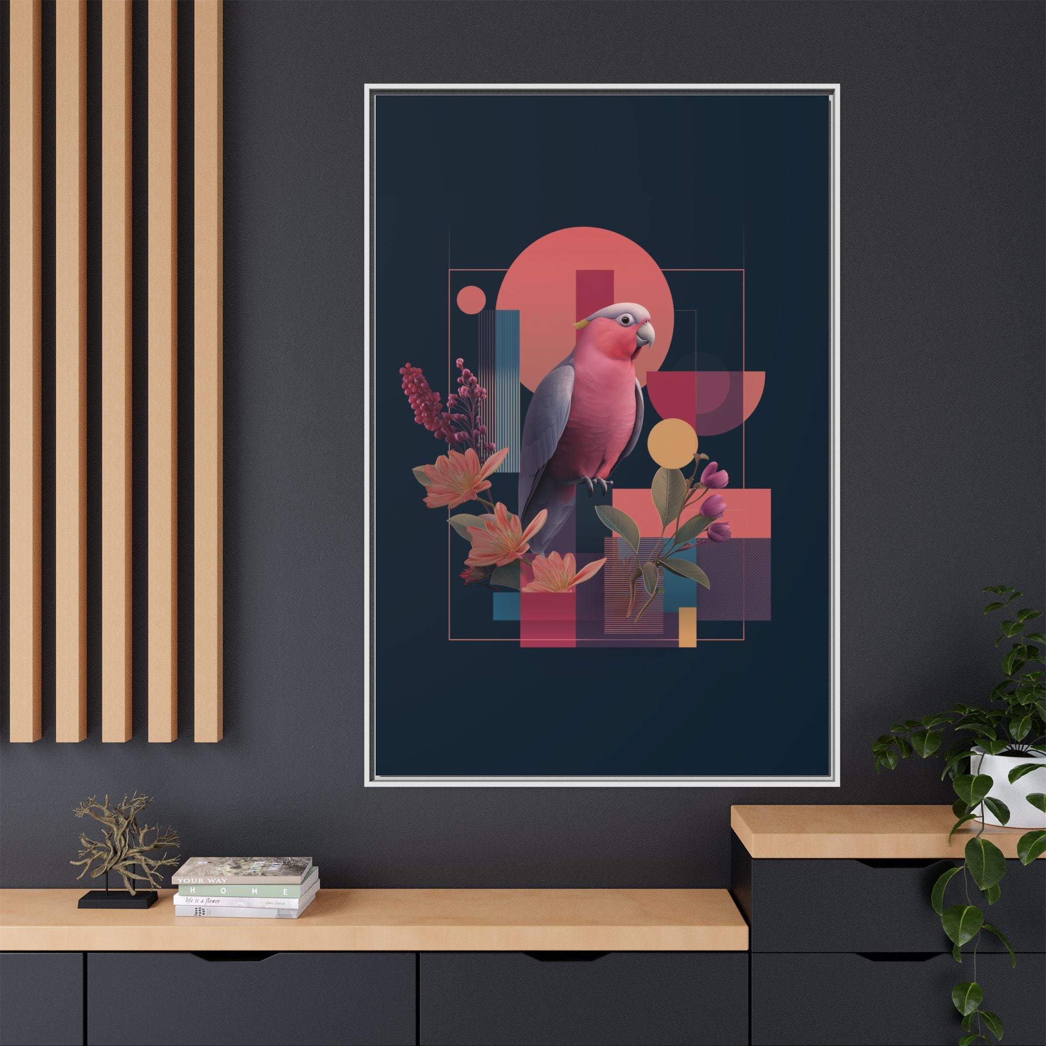 Geometric Rose Galah: Digital Art Deco, Retro-Futuristic Parrot Composition   |    Custom Orders Available