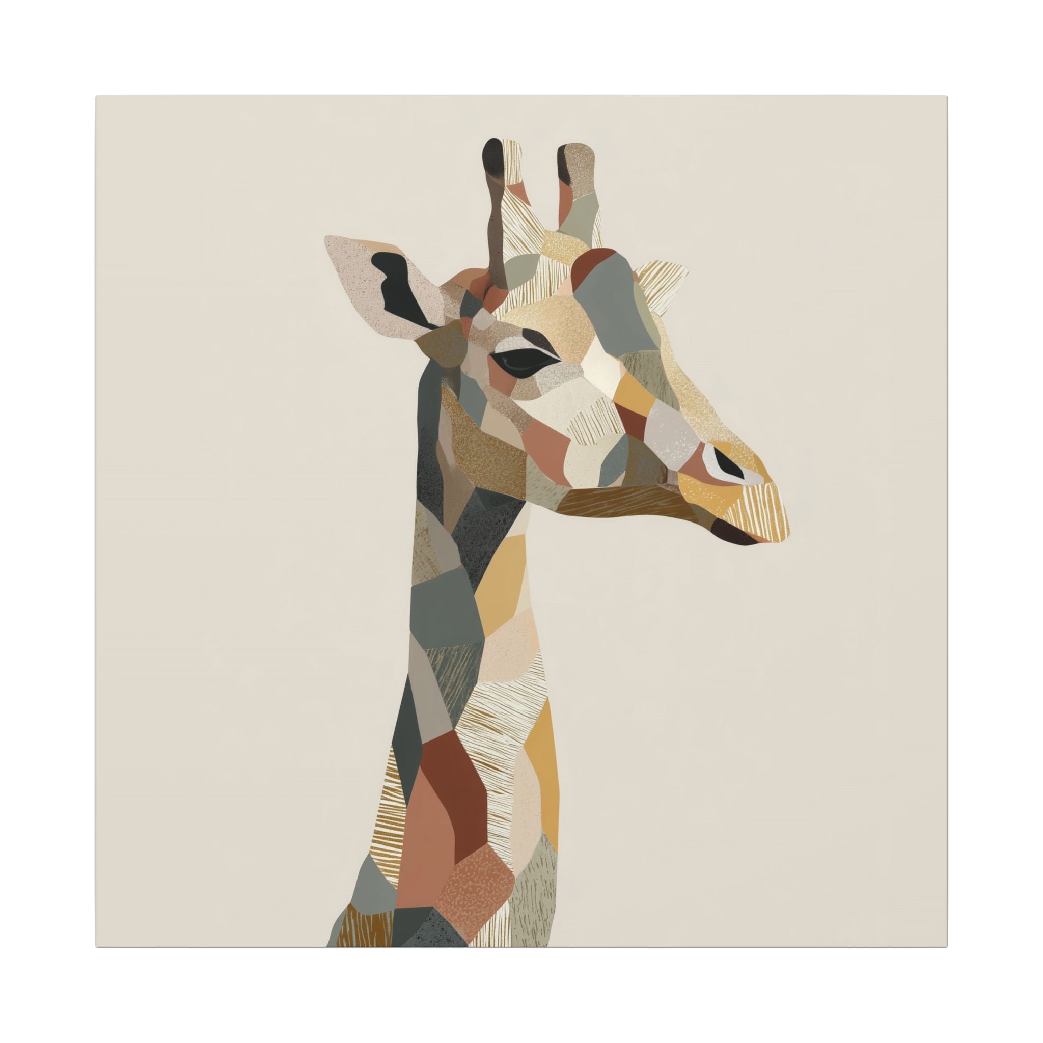 Geometric Giraffe: Modern Wildlife Art, Abstract Mosaic Portrait, Minimalist Earthtone Design   |  Personalized & Custom Orders Available