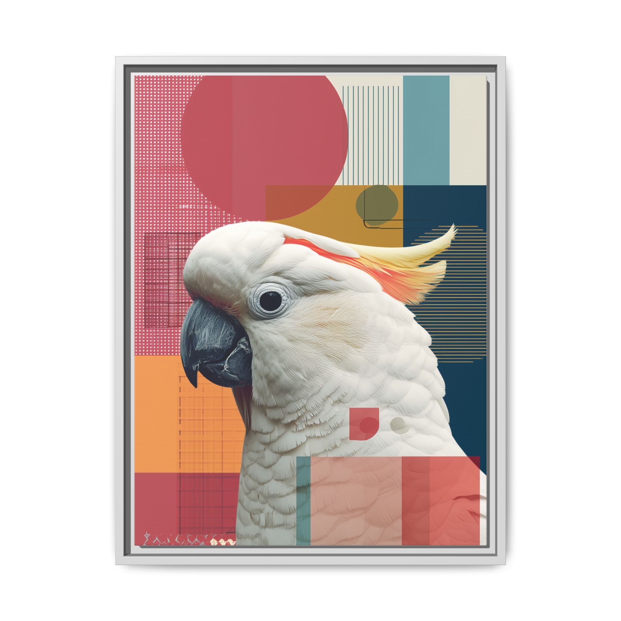 Cockatoo in Geometry: Mid-Century Modern Wildlife Art, Photorealistic Nature Print   |    Custom Orders Available