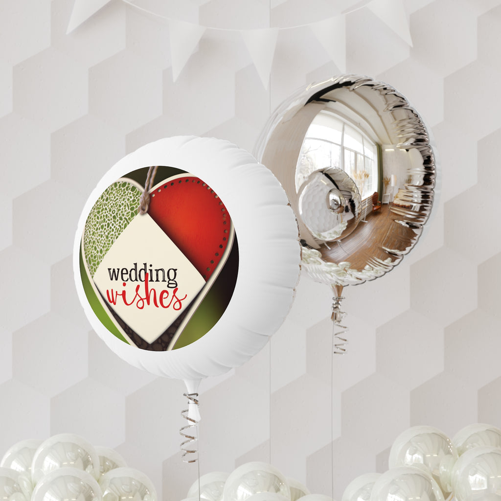 Wedding Wishes Mylar Balloon — Round Helium Balloon for Wedding Decor & Reception Favors