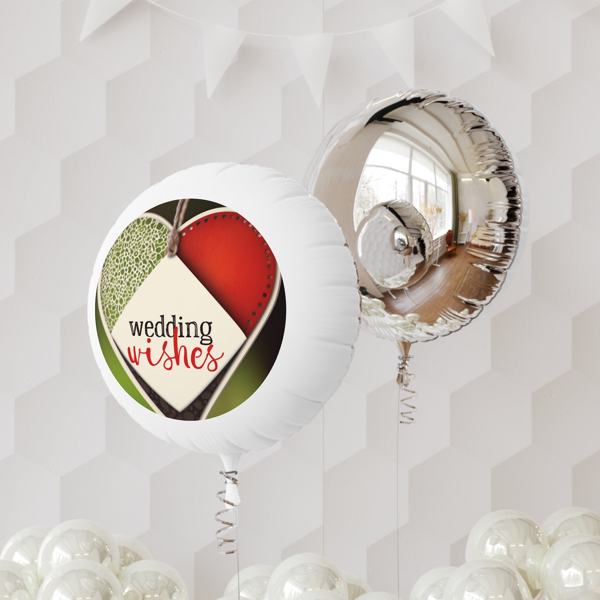 Wedding Wishes Mylar Balloon — Round Helium Balloon for Wedding Decor & Reception Favors