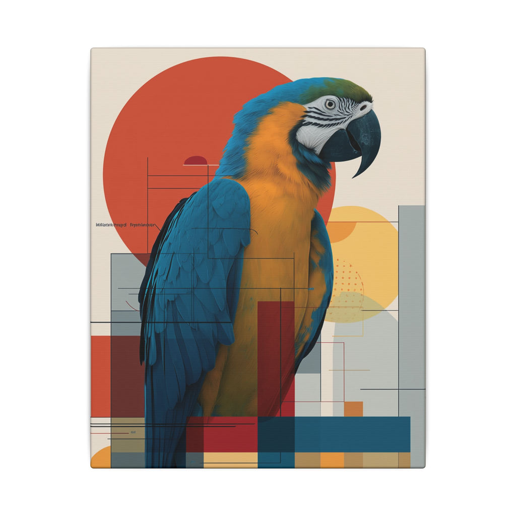 Chromatic Convergence: Macaw in Modernist Geometry, Abstract Avian Portrait   |    Custom Orders Available