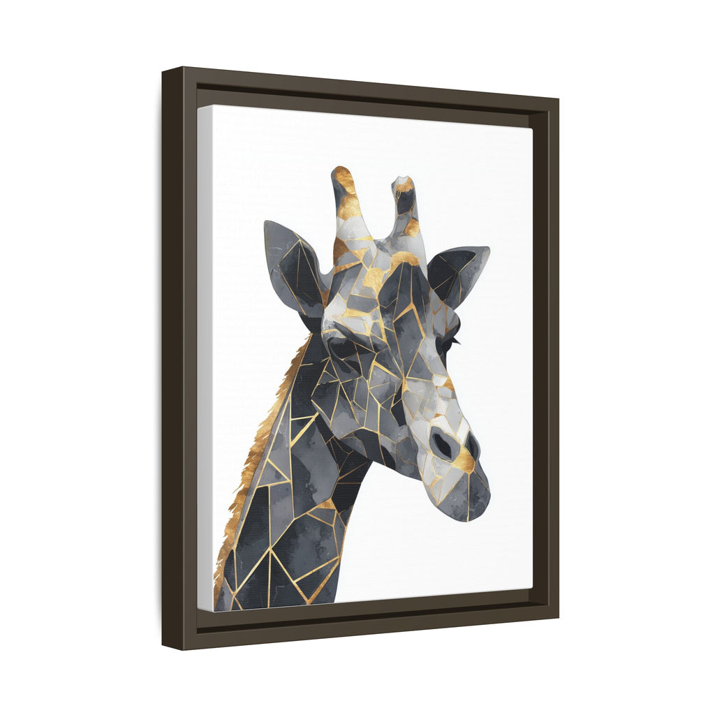 Geometric Giraffe Mosaic Framed Print : Contemporary Cubist Animal Portrait, Metallic Gold Angular Design   |   Custom Orders Available