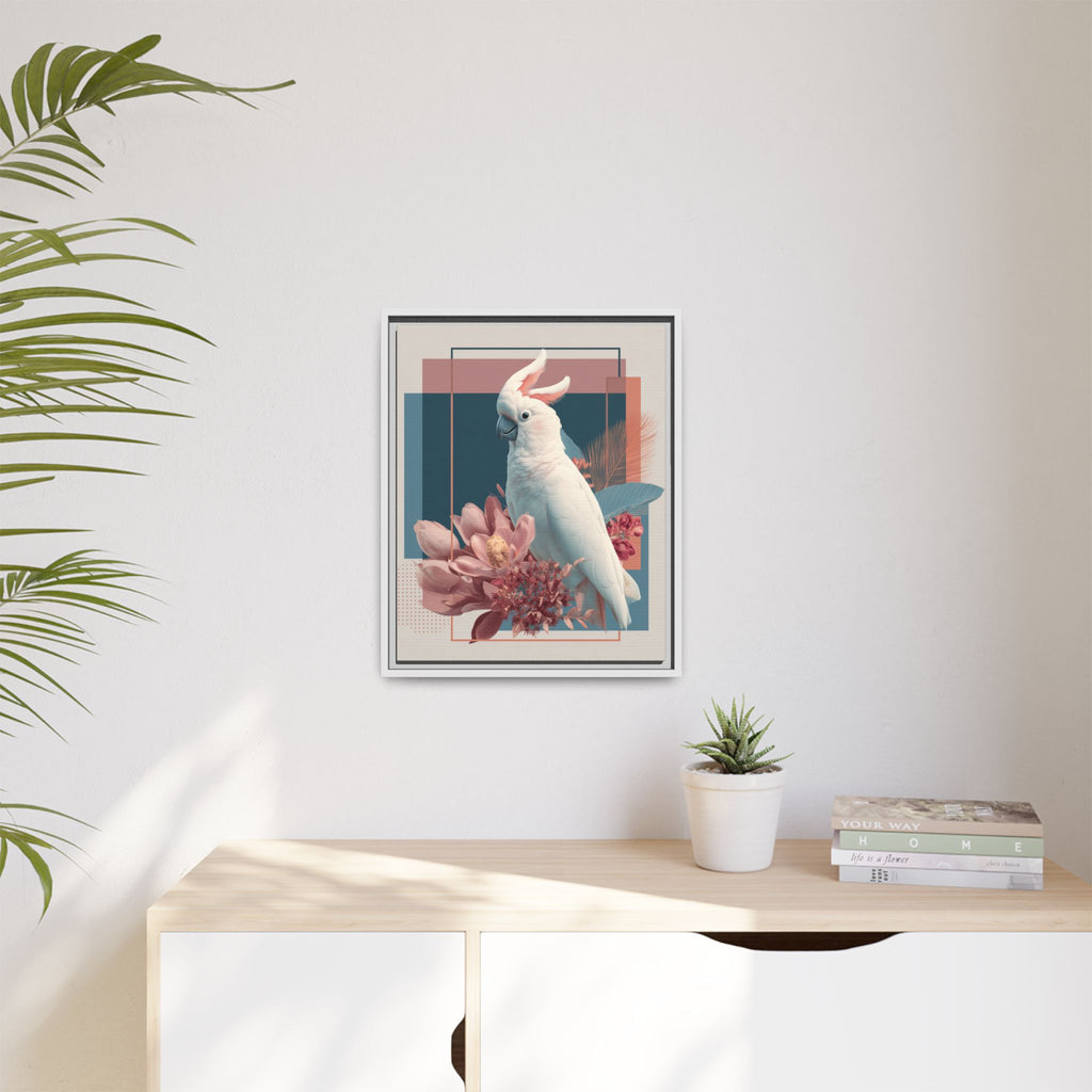 Cockatoo Geometric Framed Print : Modern Wildlife Illustration, Geometric Botanical Fusion   |  Personalized & Custom Orders Available