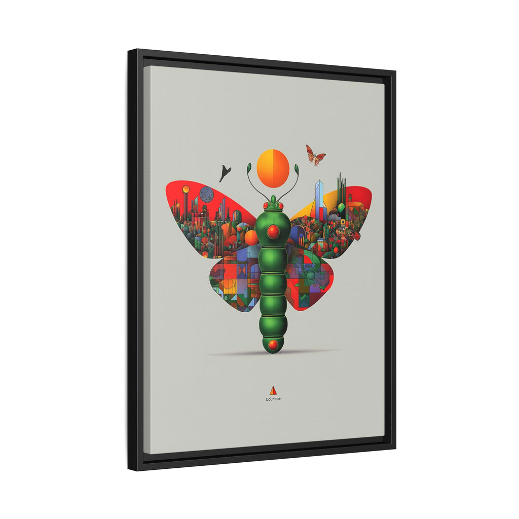 Urban Metamorphosis Framed Print: Geometric Cityscape Butterfly, Digital Surrealism Collage   |  Custom Orders Available