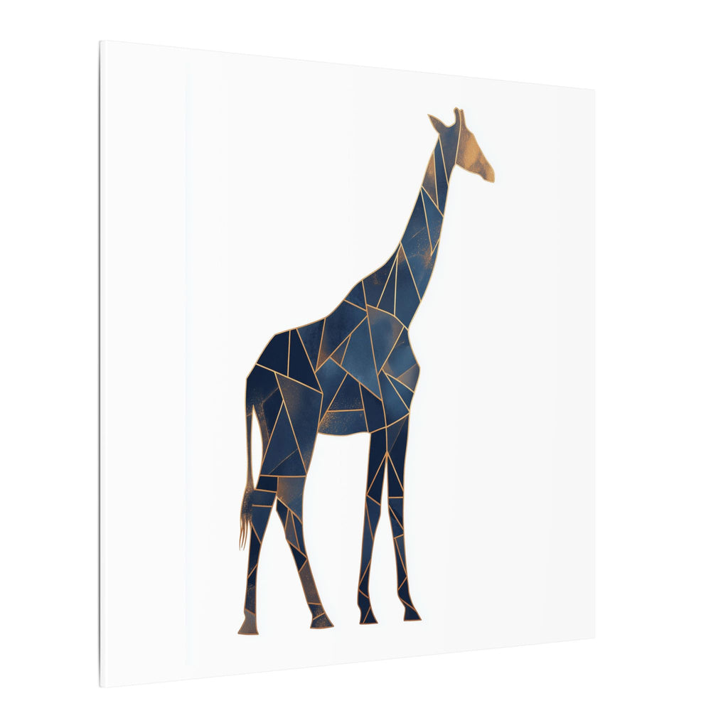 Geometric Giraffe: Mosaic Animal Portrait, Blue Triangular Design, Contemporary African Wildlife Art   |  Personalized & Custom Orders
