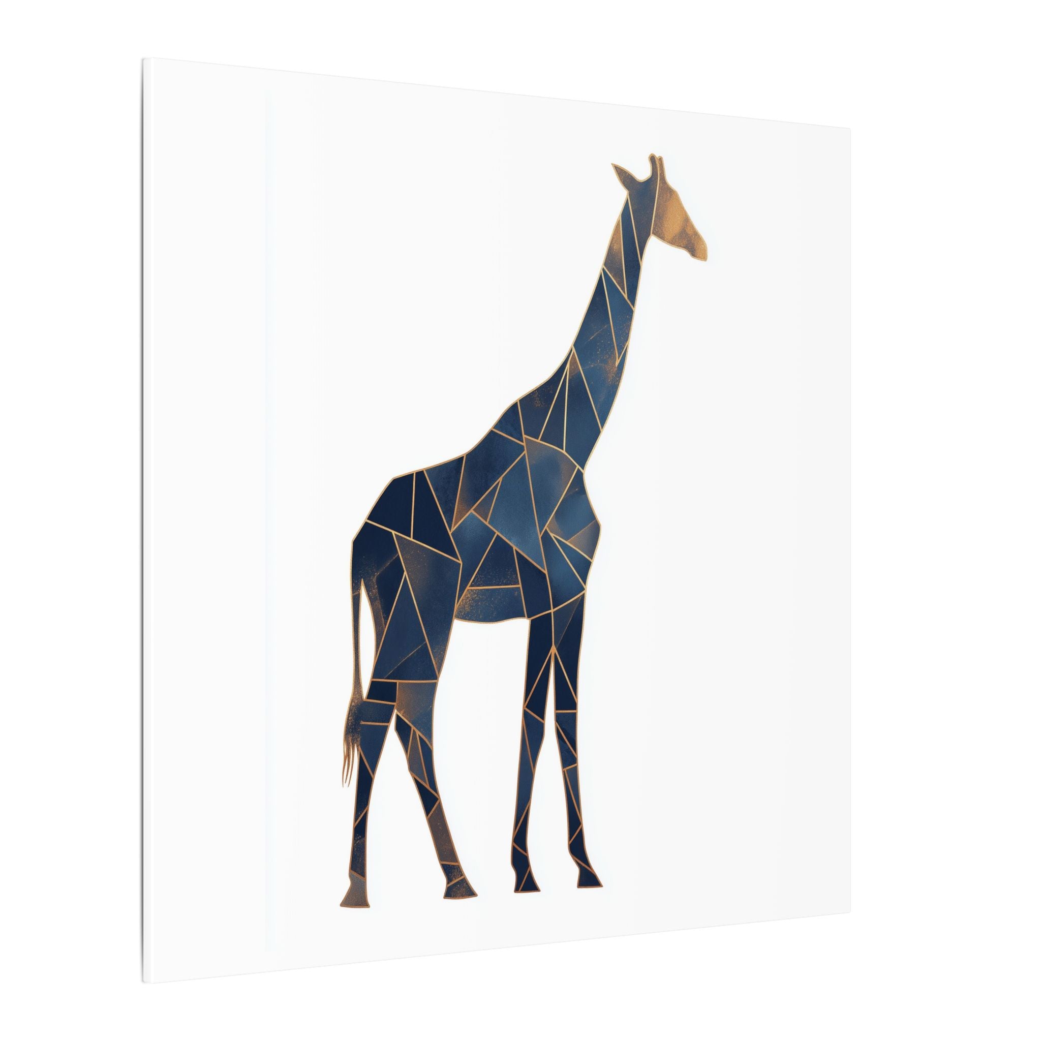 Geometric Giraffe: Mosaic Animal Portrait, Blue Triangular Design, Contemporary African Wildlife Art   |  Personalized & Custom Orders