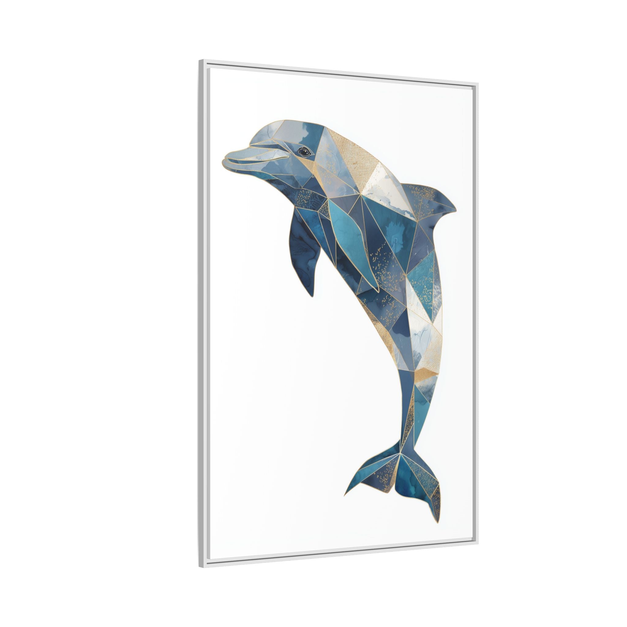 Geometric Dolphin Mosaic Framed Print , Contemporary Marine Art   |  Personalized & Custom Orders Available