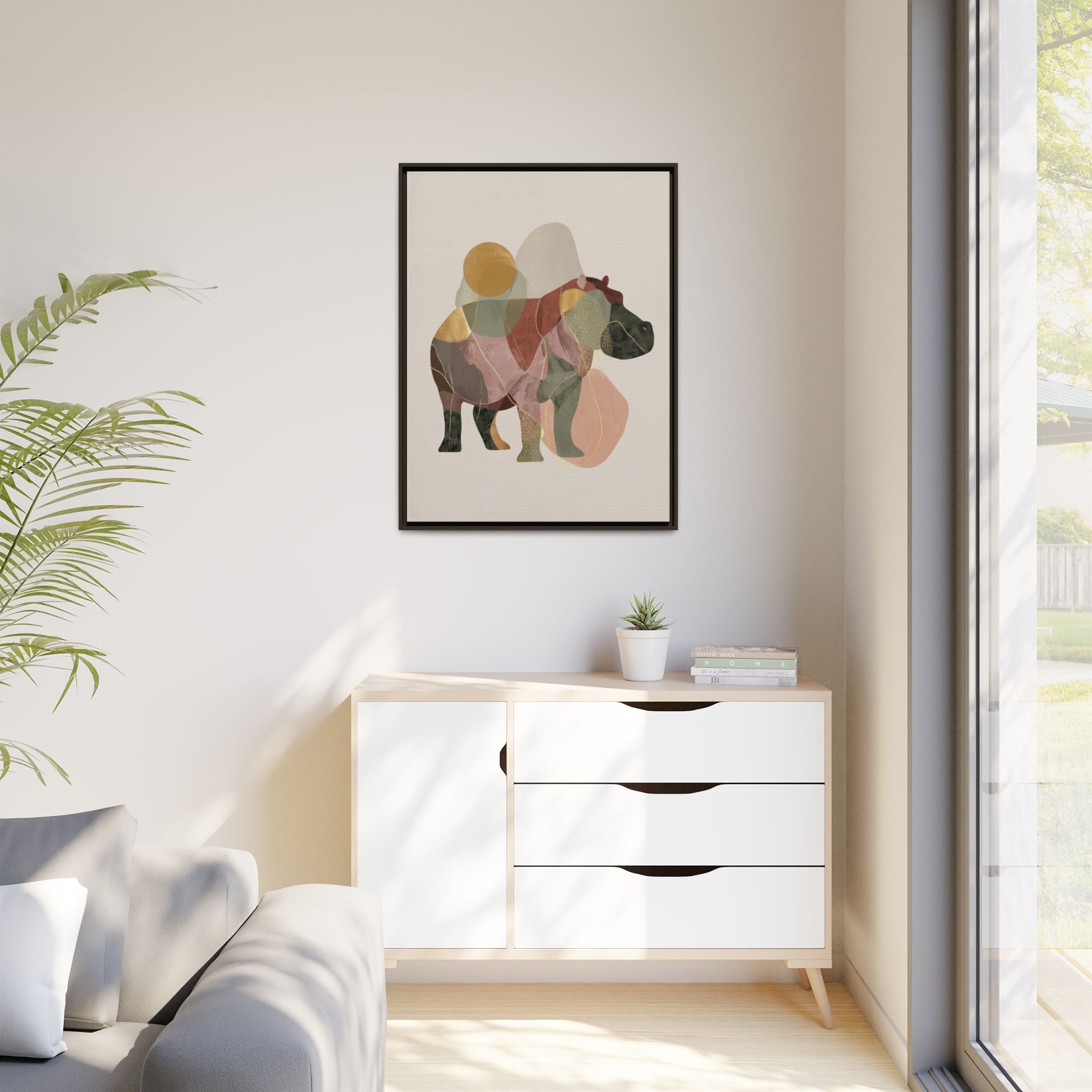 Geometric Harmony: Abstract Hippo Silhouette, Modern Minimalist Animal Art   |    Custom Orders Available