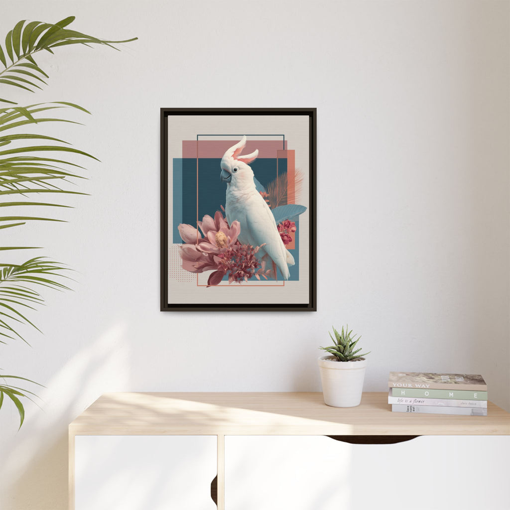 Cockatoo Geometric Framed Print : Modern Wildlife Illustration, Geometric Botanical Fusion   |  Personalized & Custom Orders Available