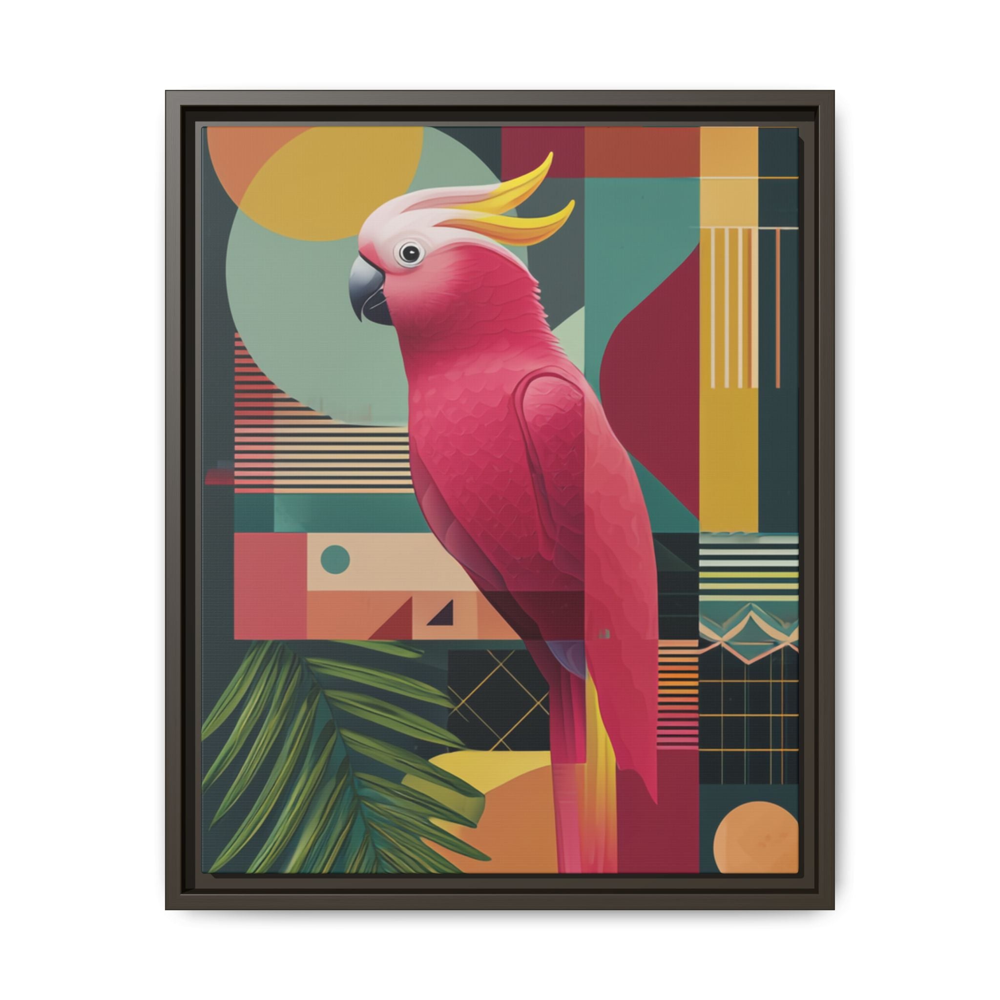 Geometric Cockatoo Framed Print: Mid-Century Modern Bird Art, Contemporary Graphic Print   |  Personalized & Custom Orders Available