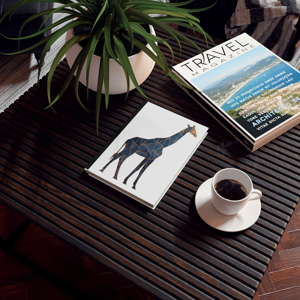 Personalized Journal    |  Geometric Giraffe: Navy Blue Abstract Art, Minimalist Wildlife Design, Modern Triangular Illustration