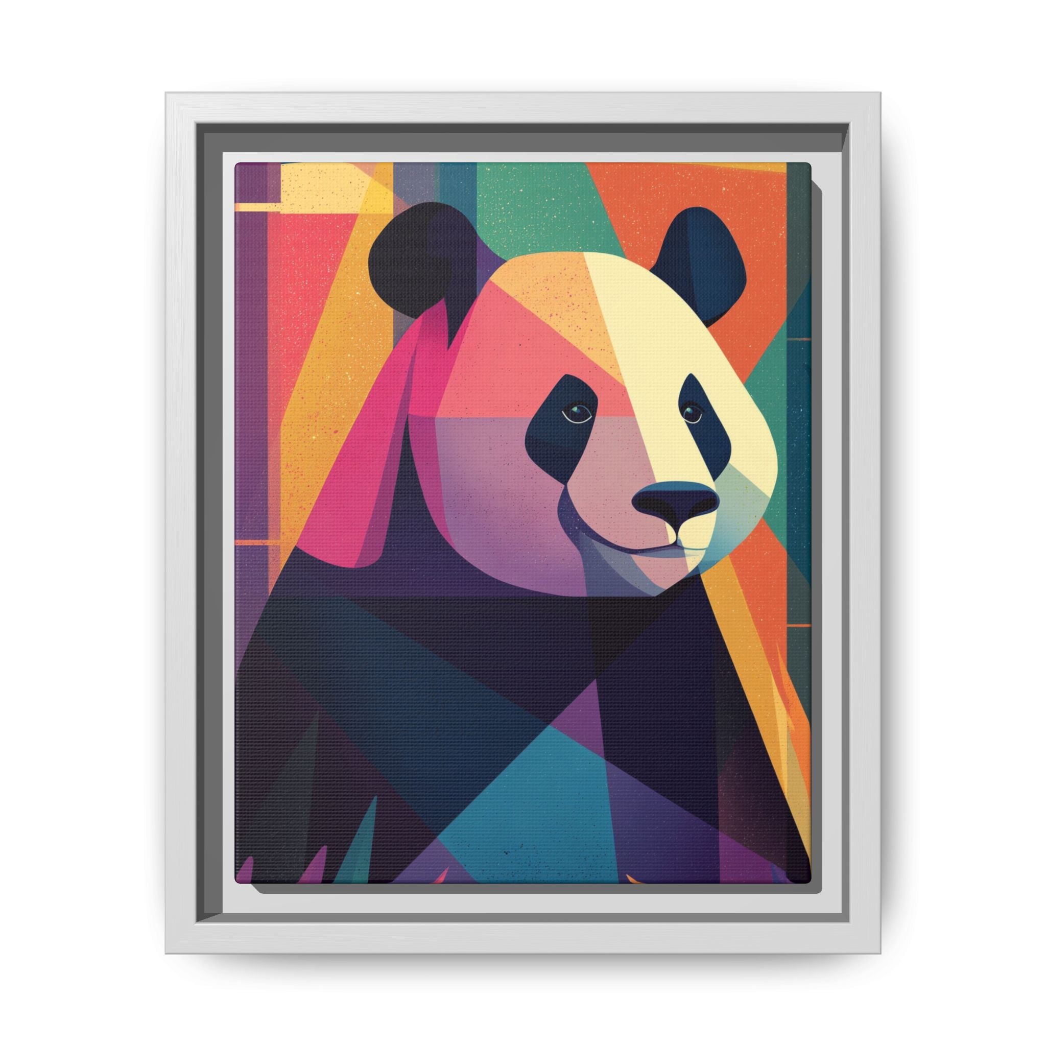 Geometric Panda Framed Print : Cubist Wildlife Portrait, Colorful Abstract Interpretation   |  Personalized & Custom Orders Available