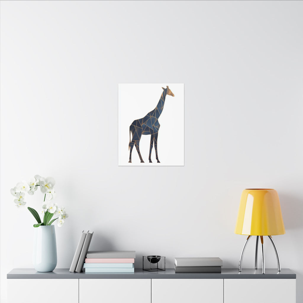 Geometric Giraffe: Mosaic Animal Portrait, Blue Triangular Design, Contemporary African Wildlife Art   |  Personalized & Custom Orders
