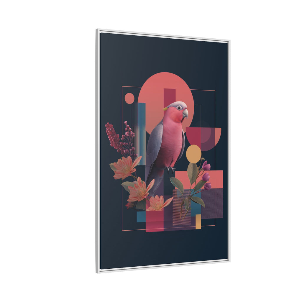 Galah Geometric Framed Print : Stylized Digital Cockatoo Portrait, Contemporary Abstract Botanical    |   Custom Orders Accepted