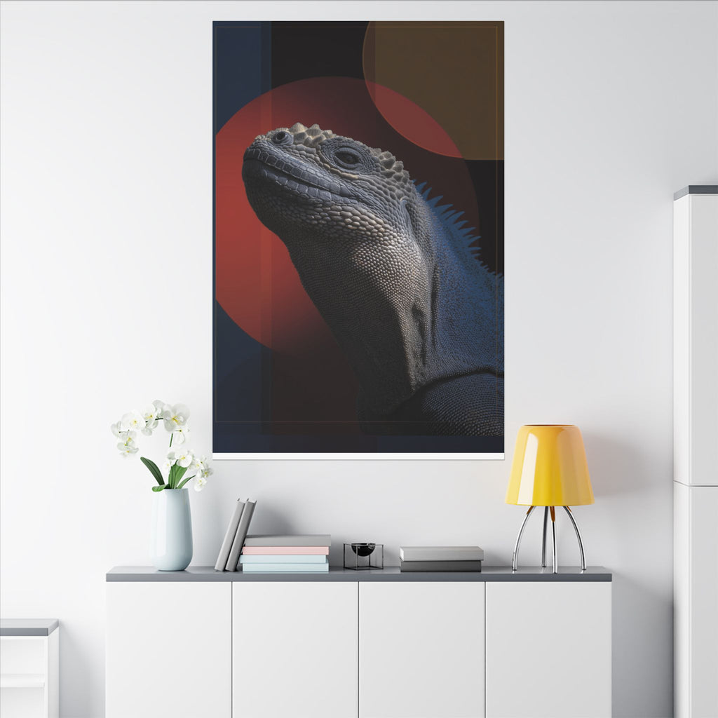 Marine Iguana Canvas: Reptilian Portrait, Digital Naturalism   |    Custom Orders Available