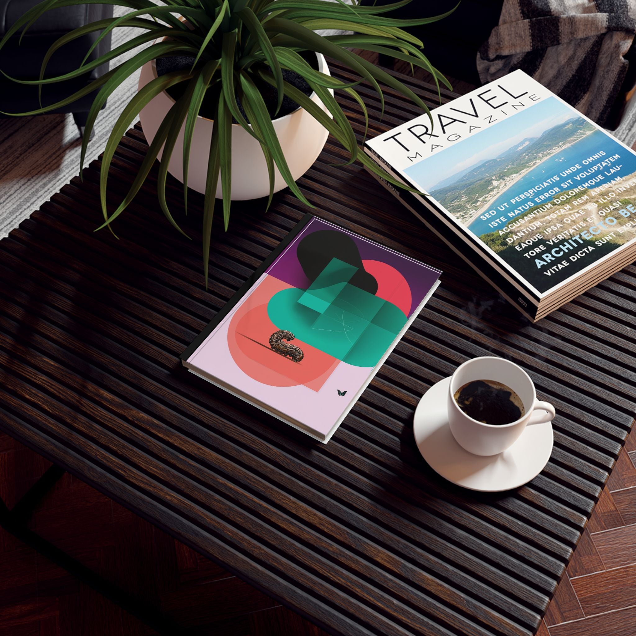 Personalized Abstract Geometric Caterpillar Journal : , Minimalist Biological Abstract Design Personalized Journal   |