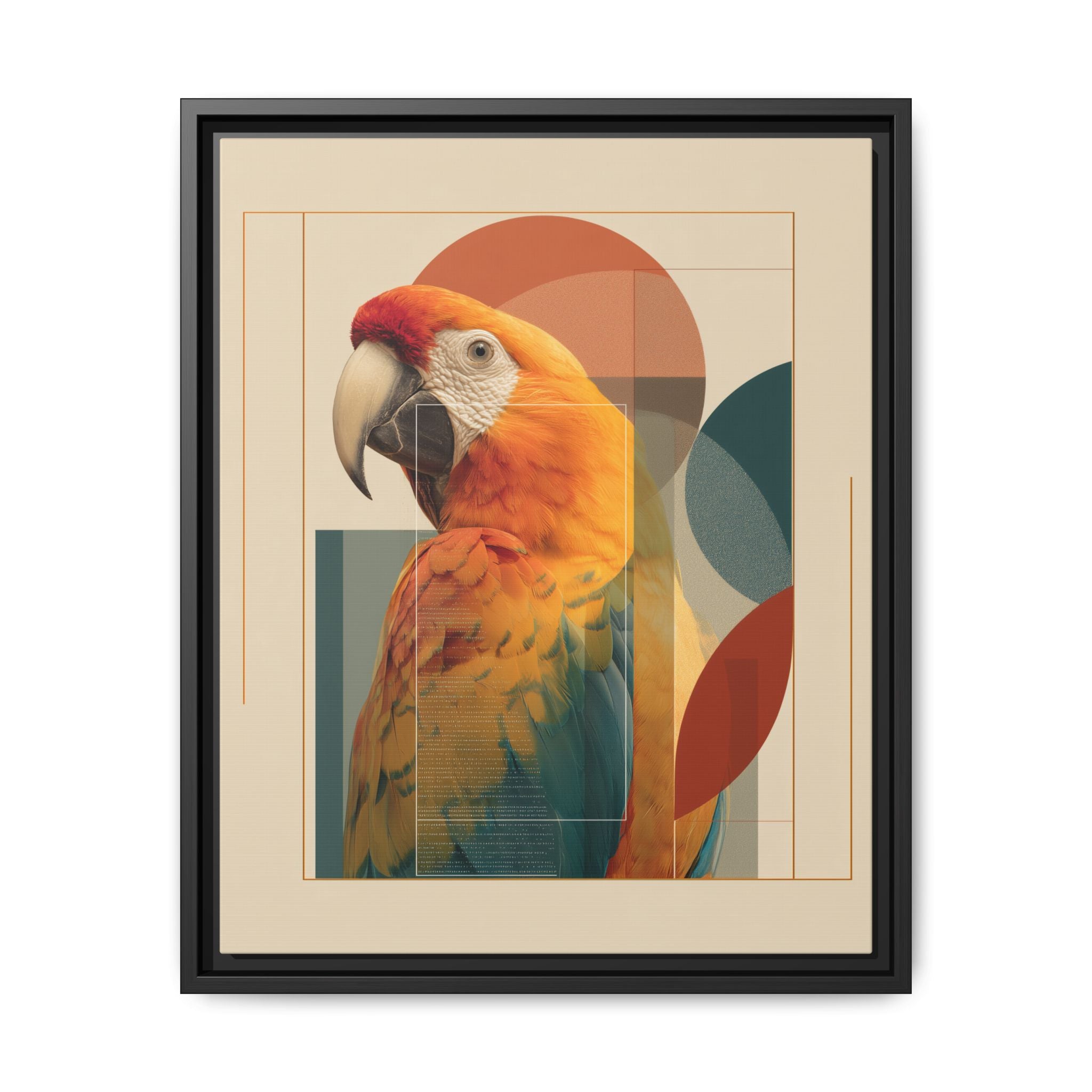 Macaw Geometry: Vibrant Avian Portrait, Modernist Graphic Design   |  Personalized & Custom Orders Available