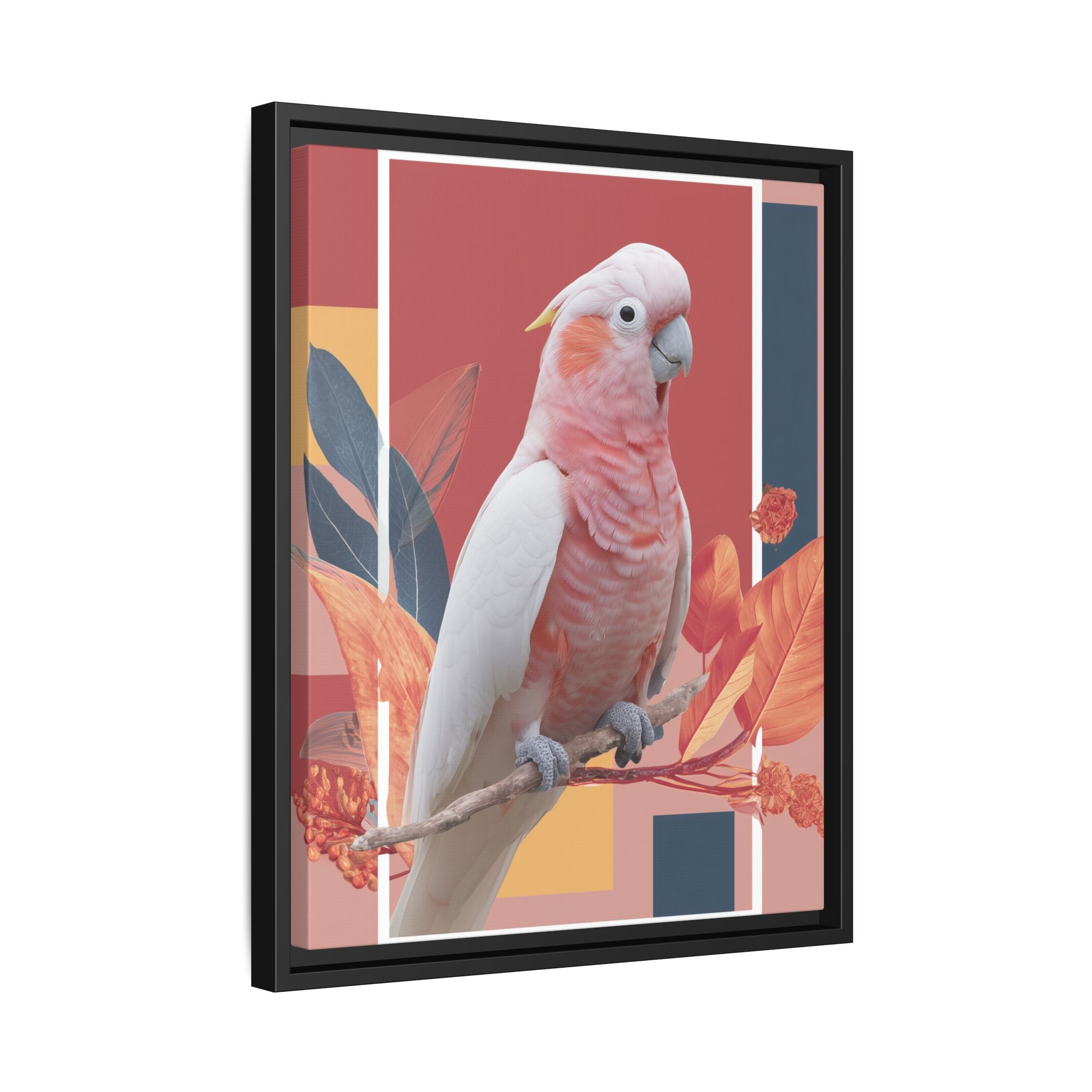 Framed Print: Cockatoo in Contemporary Geometric Style, Modern Avian Art Collection   |  Personalized & Custom Orders Available