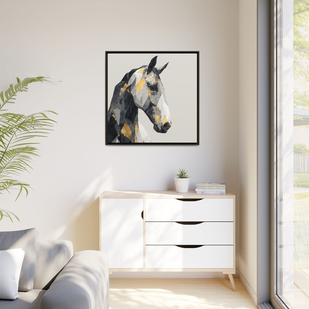 Equine Geometrica: Contemporary Cubist Horse, Metallic Abstract Portrait   |  Personalized & Custom Orders Available