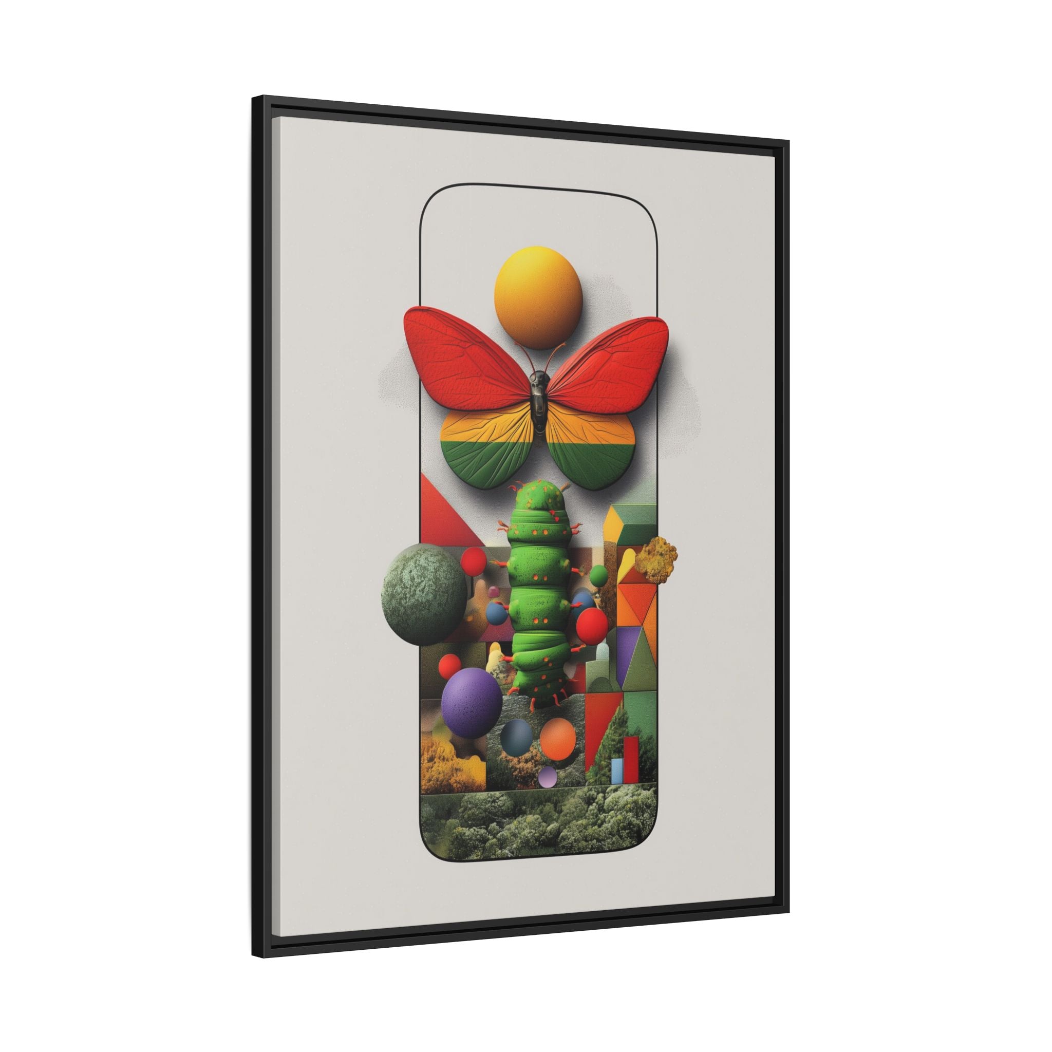 Metamorphosis Framed Print : Geometric Nature Transformation, Vibrant Butterfly Composition   |  Personalized & Custom Orders Available